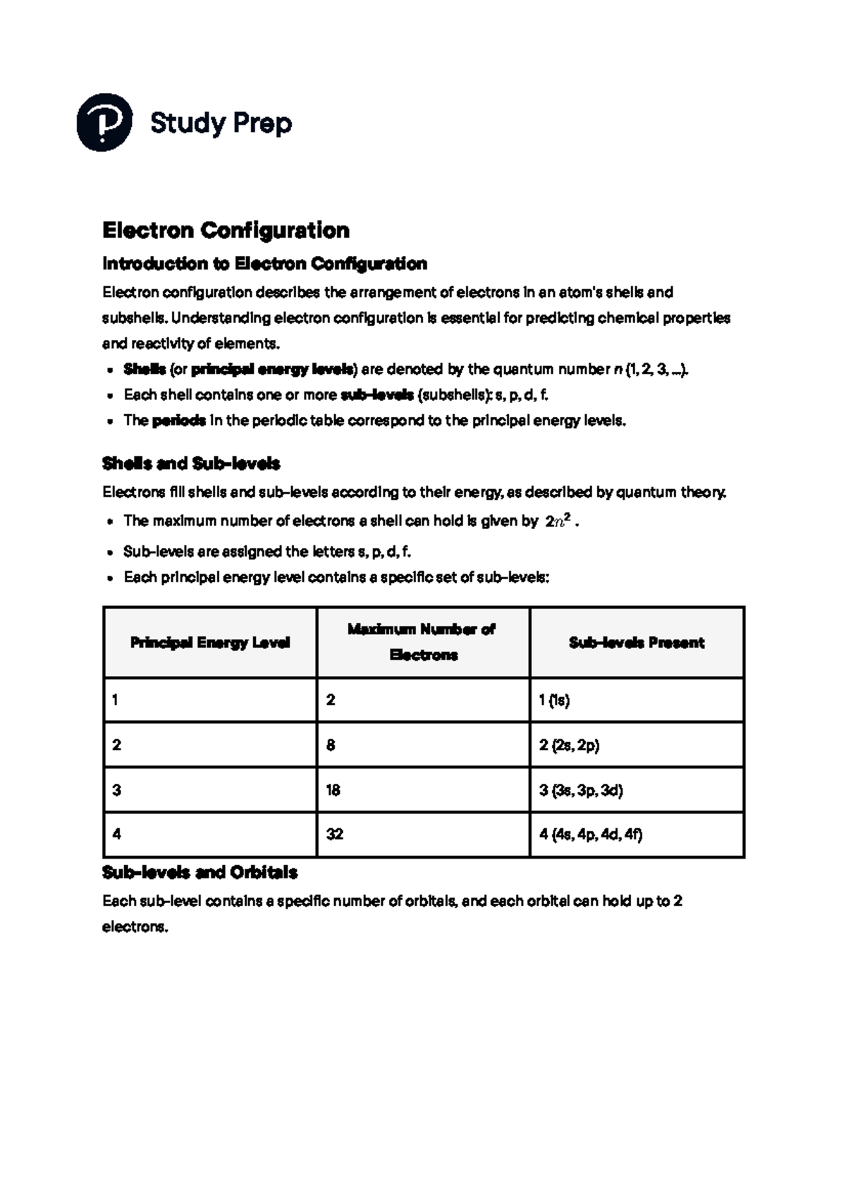 Chem 2.3 - Electron Configuration Study Notes and Principles - Studocu