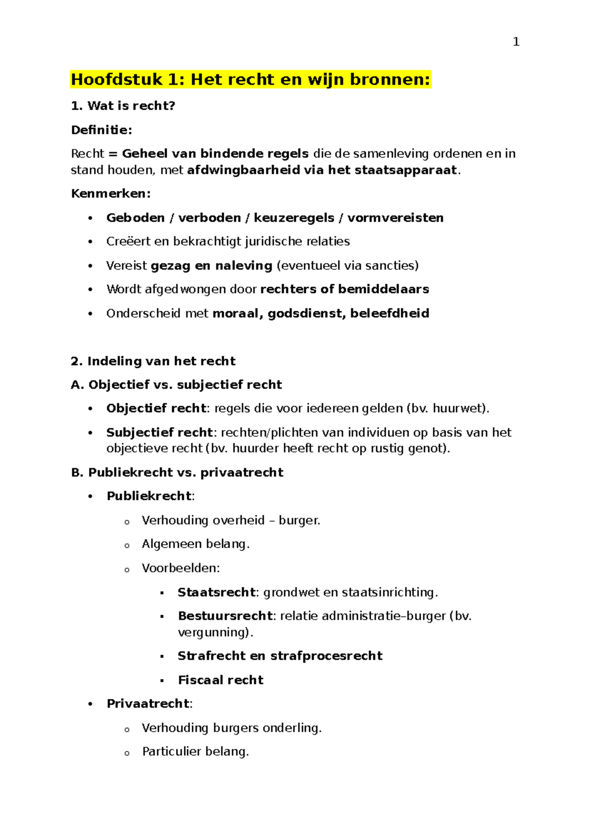 Inleiding Recht: Samenvatting van Hoofdstukken 1-6 en Belangrijke ...