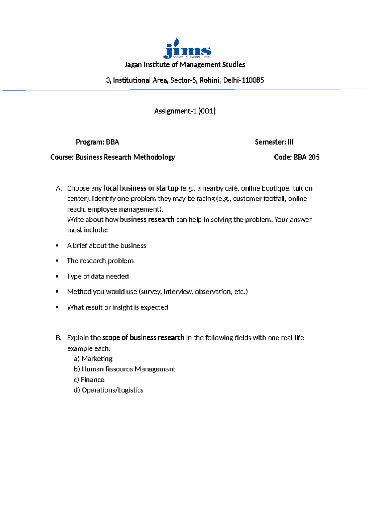 BBA 205 A - Business Research Methodology: Local Business Case Study ...