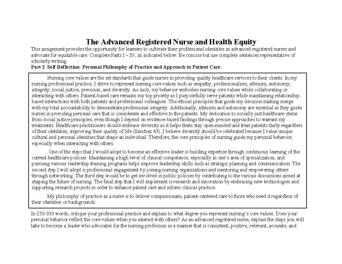 Week 1 Graphic Organizer: Health Equity in Nursing Practice (NUR 302 ...
