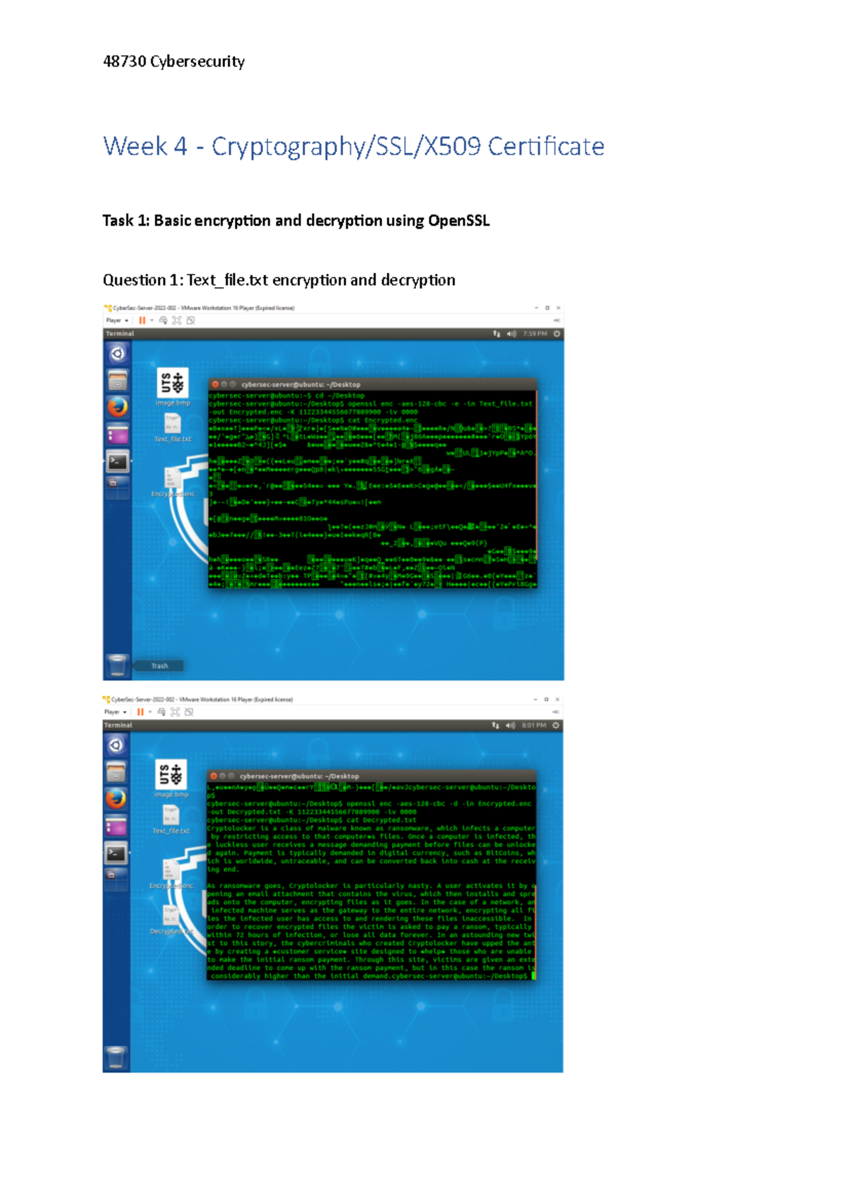 Week 4 Lab - Introduction to Cryptography & SSL Certificates - Studocu