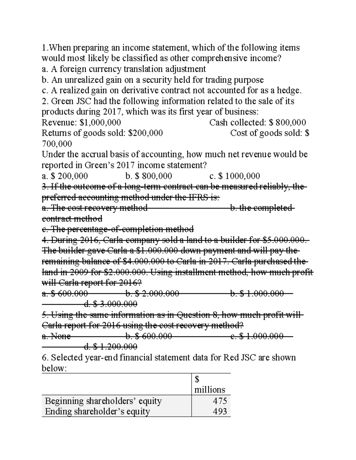 Exercises on Income Statement & Revenue Recognition CH 2 Extra - Studocu
