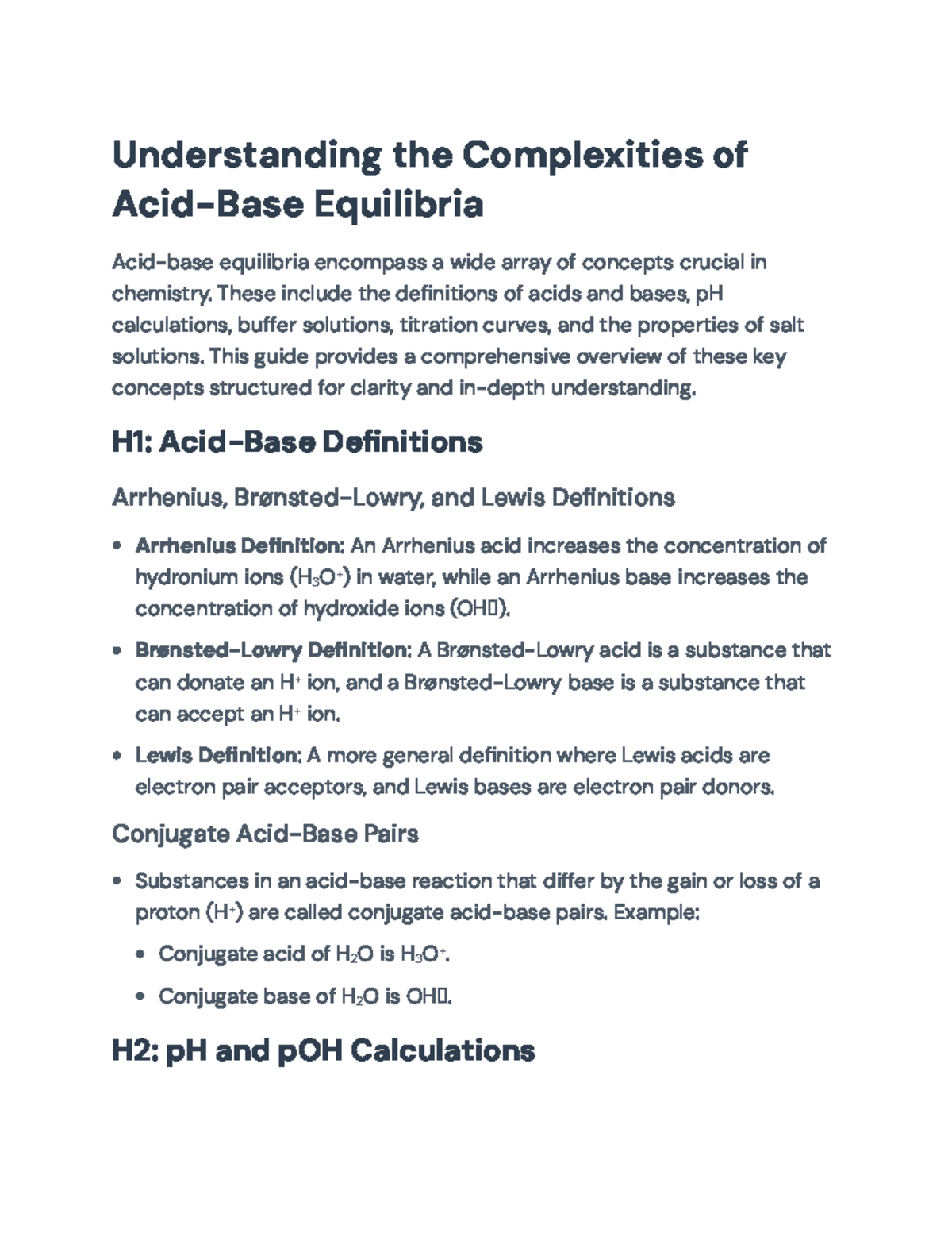 Comprehensive Guide to Acid-Base Equilibria (Chem 101) - Understanding ...