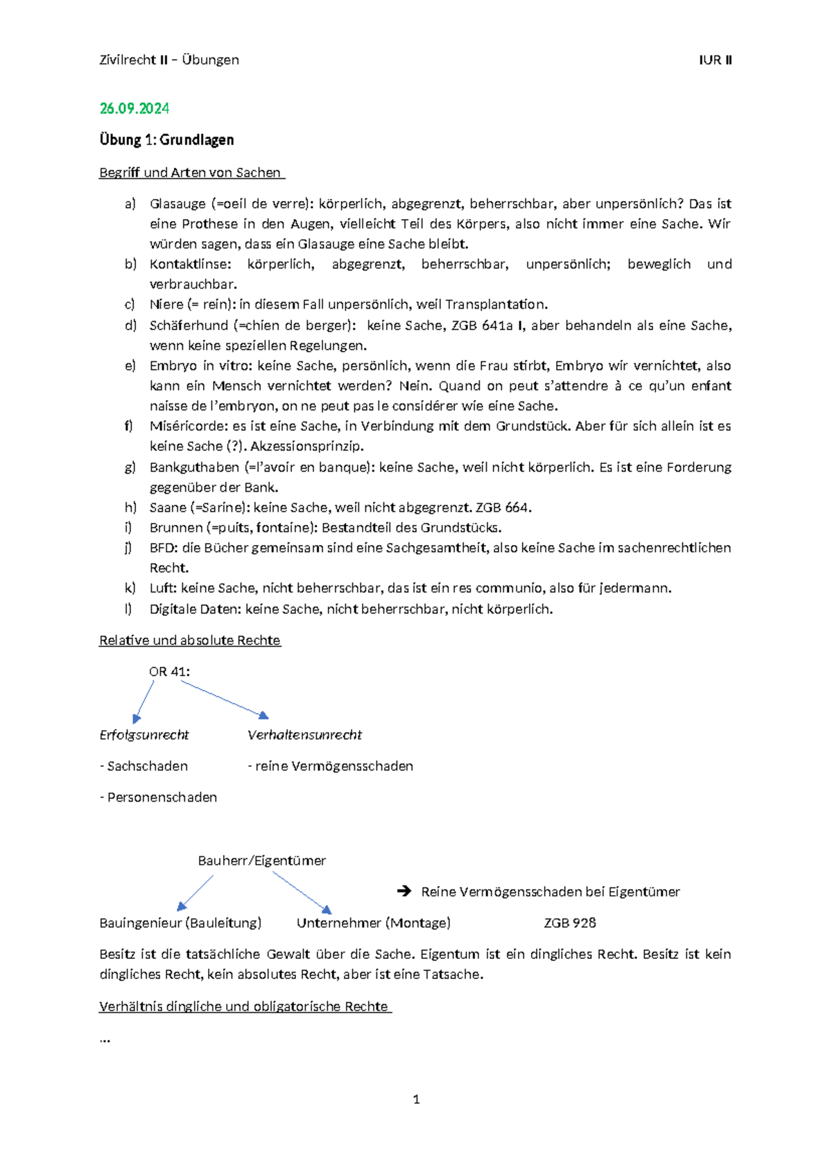 Zivilrecht II Übungen IUR II: Grundlagen und Prinzipien des ...