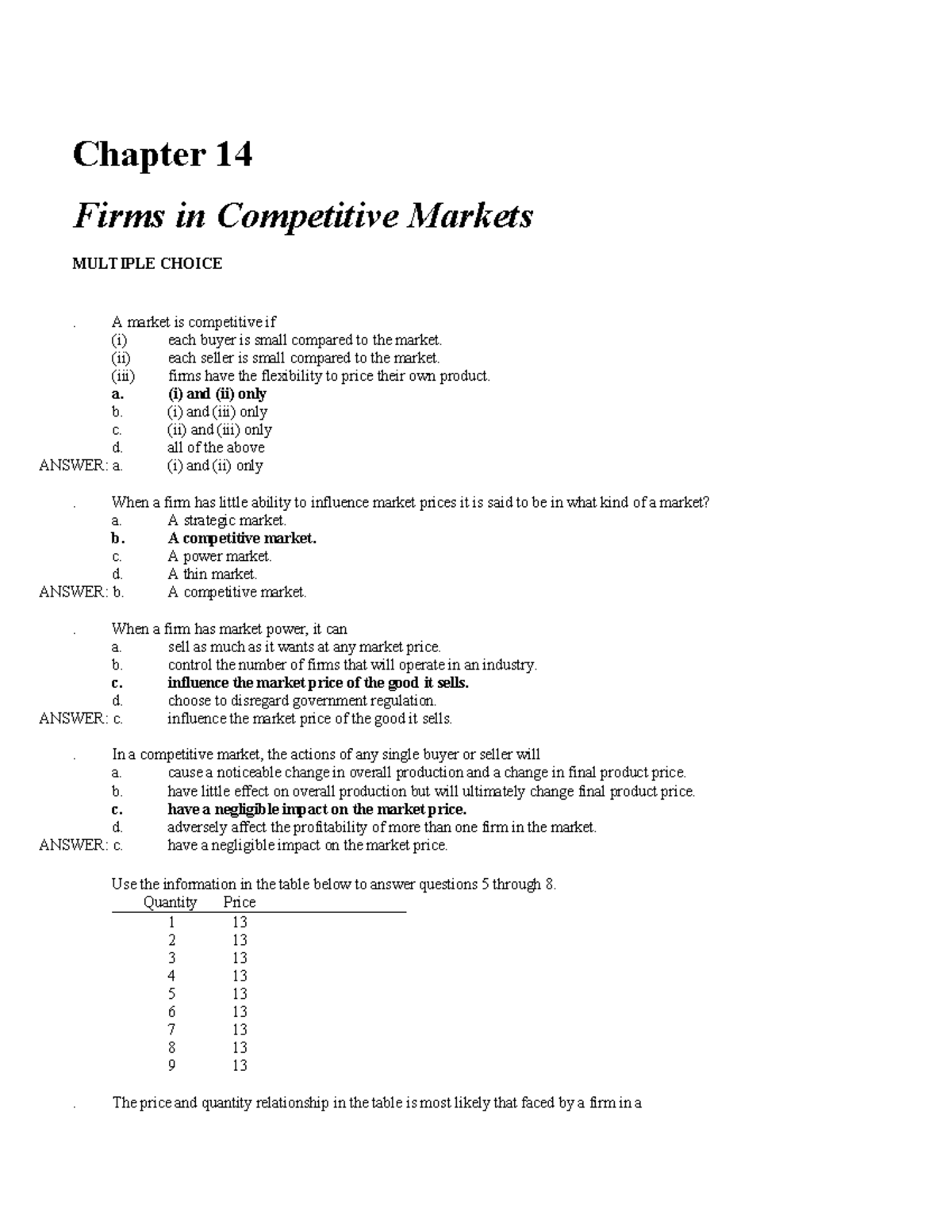 Chapter 14: Micro Firms in Competitive Markets - Exam Review - Studocu
