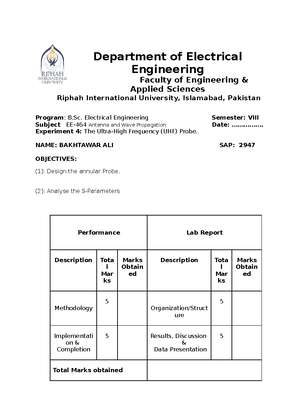 Lab 3 - lab reports of antenna FOR 6TH AND 5TH SEMSTER - Department of ...