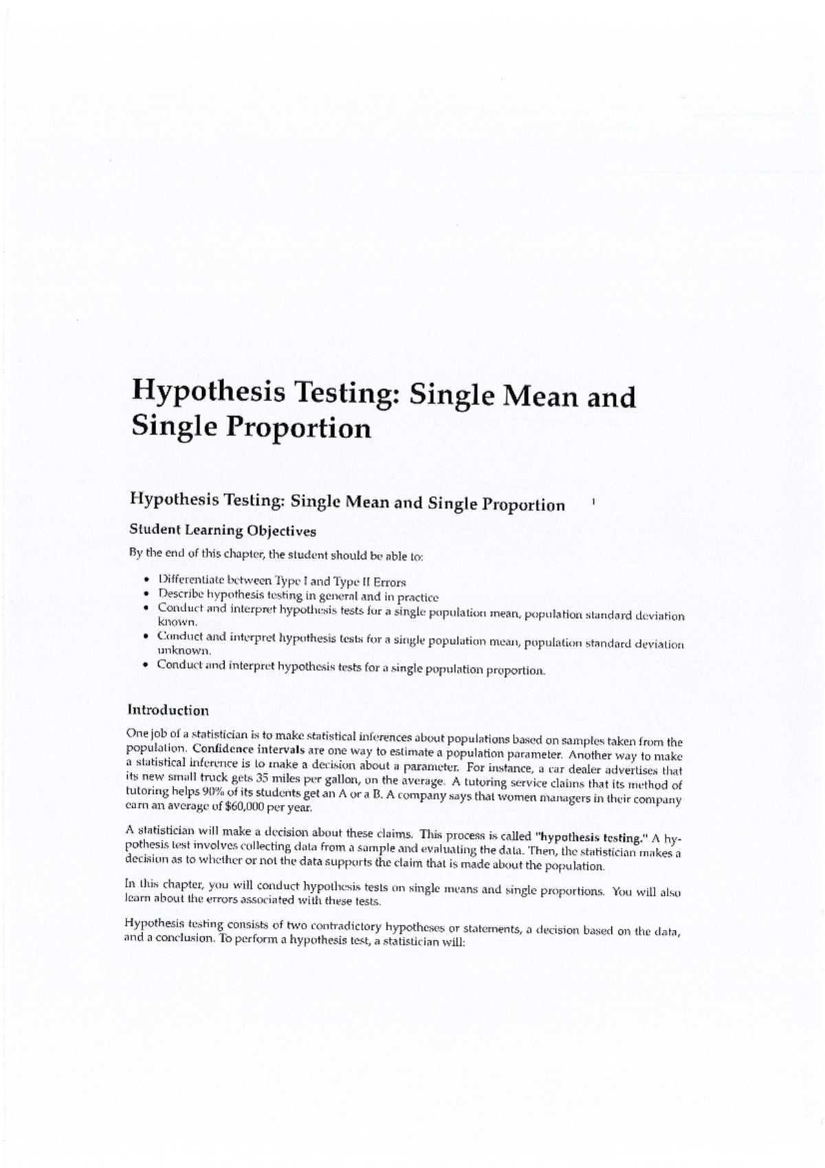 Applied Stat Sheet - dsdsd - Hypothesis Testing: Single Mean and Single ...