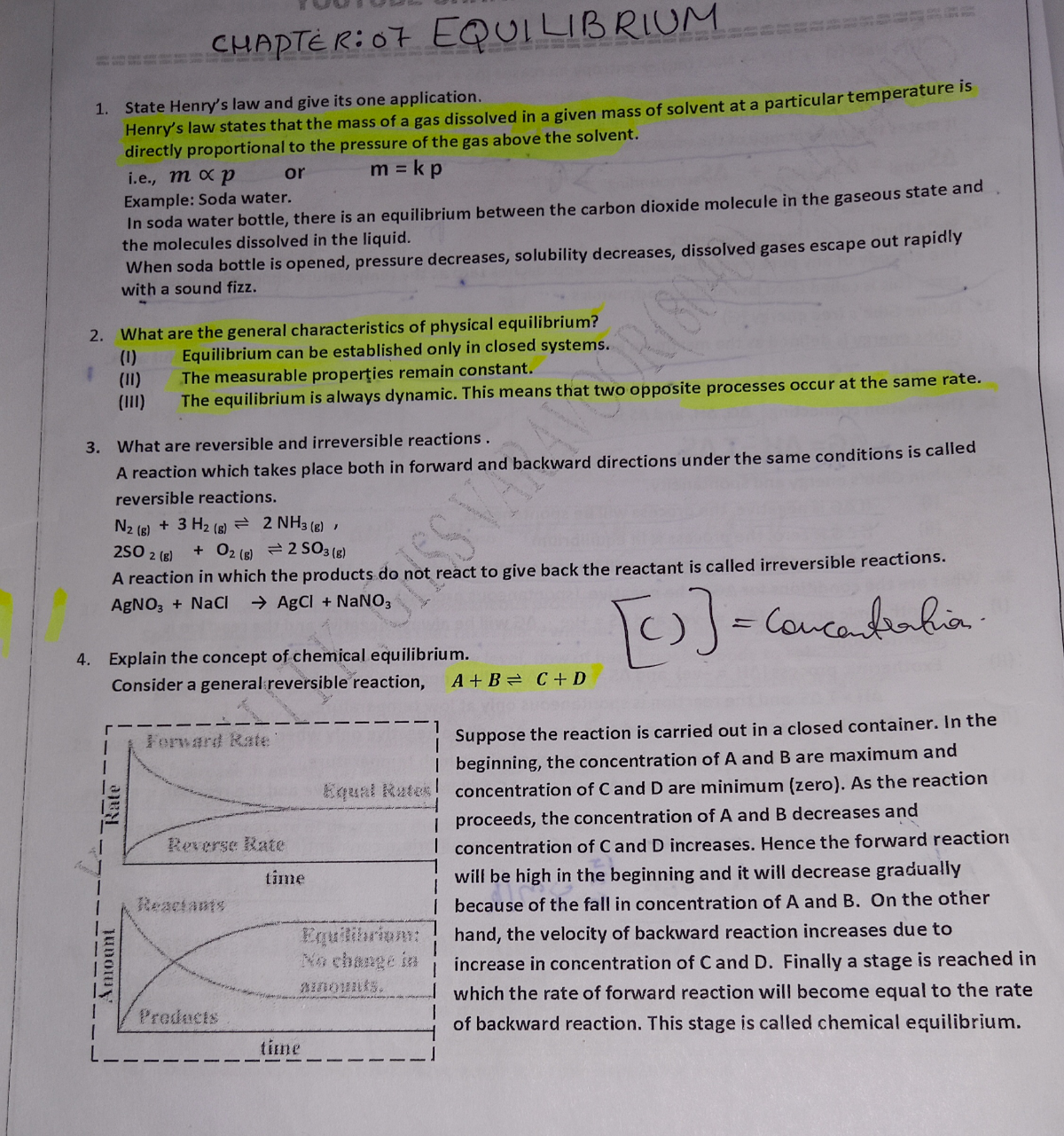 Ch-7 Equilibrium: In-Depth Review of Chemical Equilibrium Concepts ...