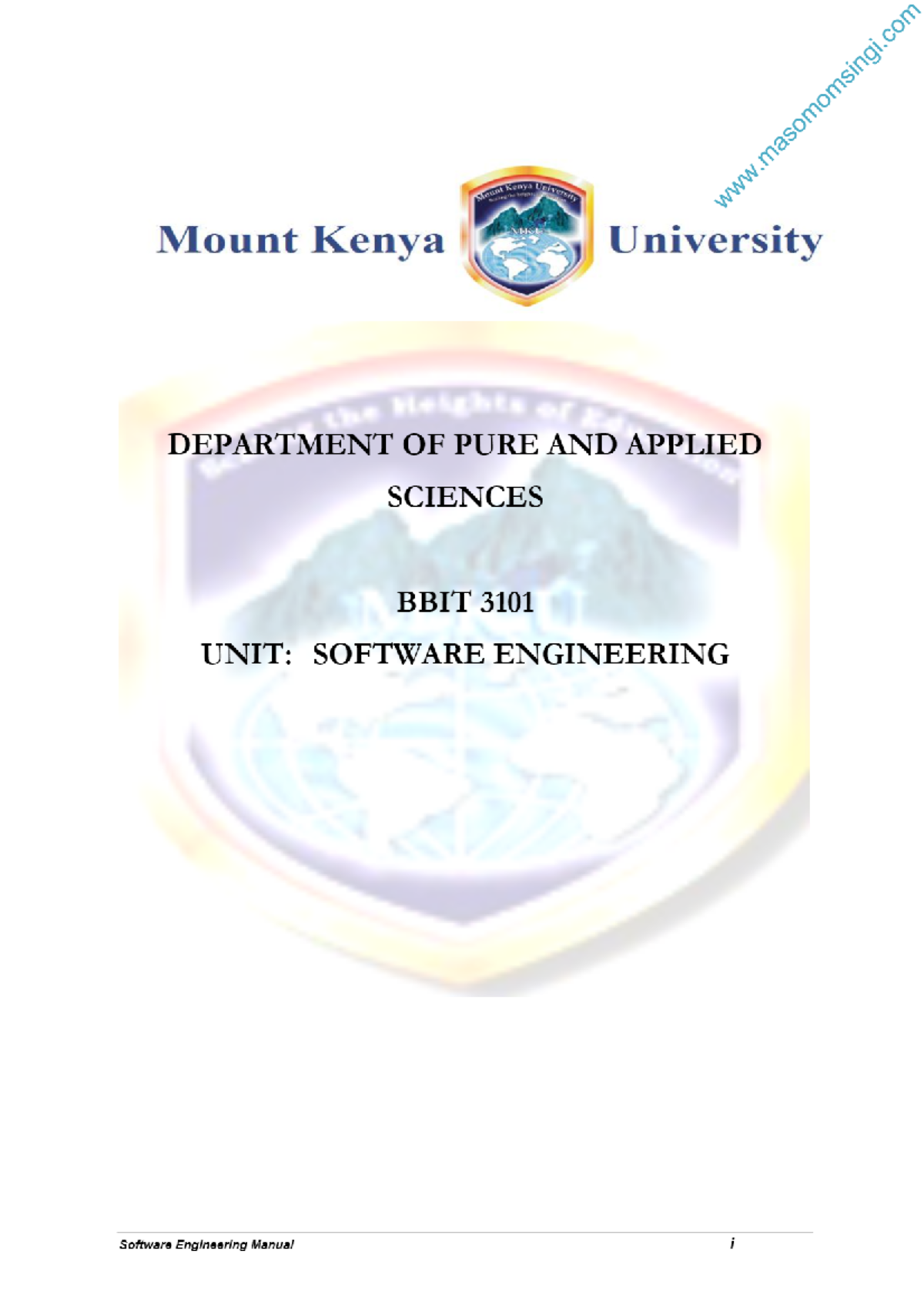 BBIT MKU – Software Engineering Course Notes PDF - Studocu