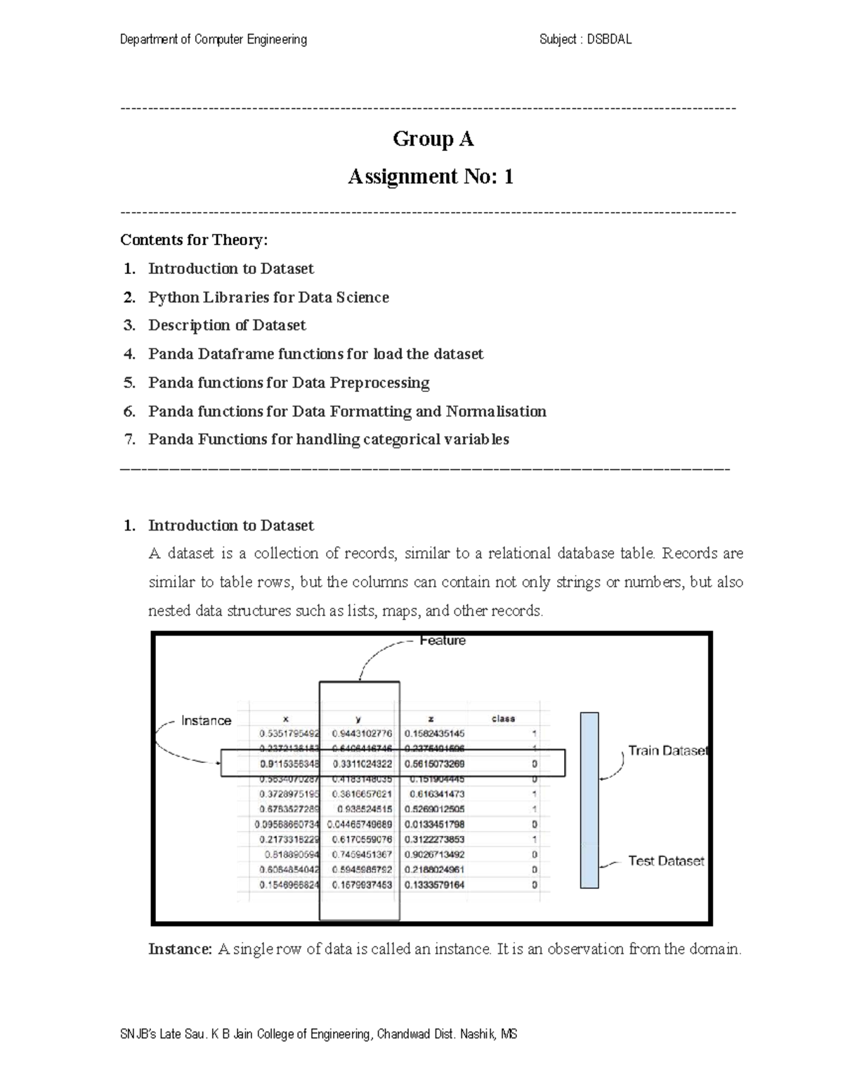 DSBDAL Assignment 1: Introduction to Datasets and Python Libraries ...