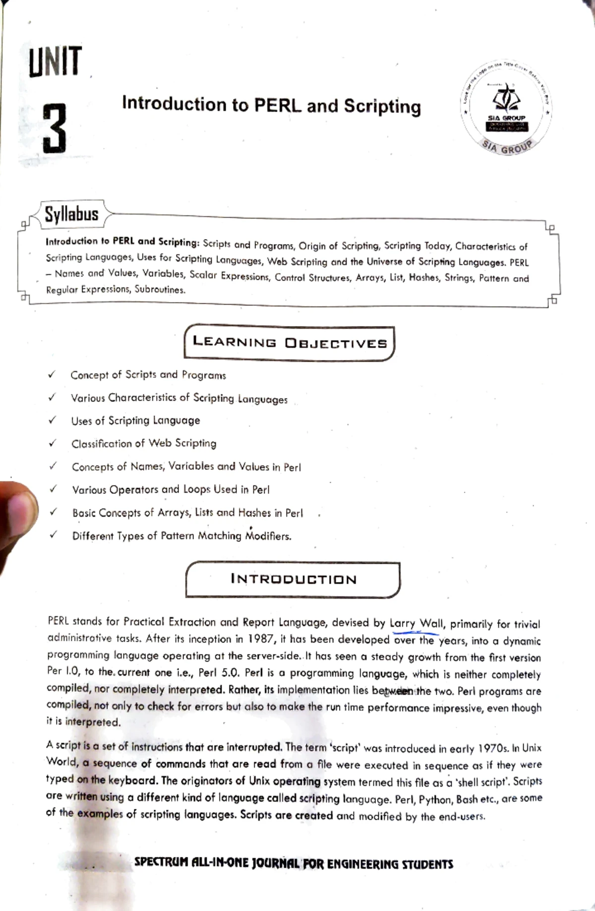 SL Unit-5 - UNIT on the Title Cover TCL and Tk 5 SIA GROUP SIA GROUP ...