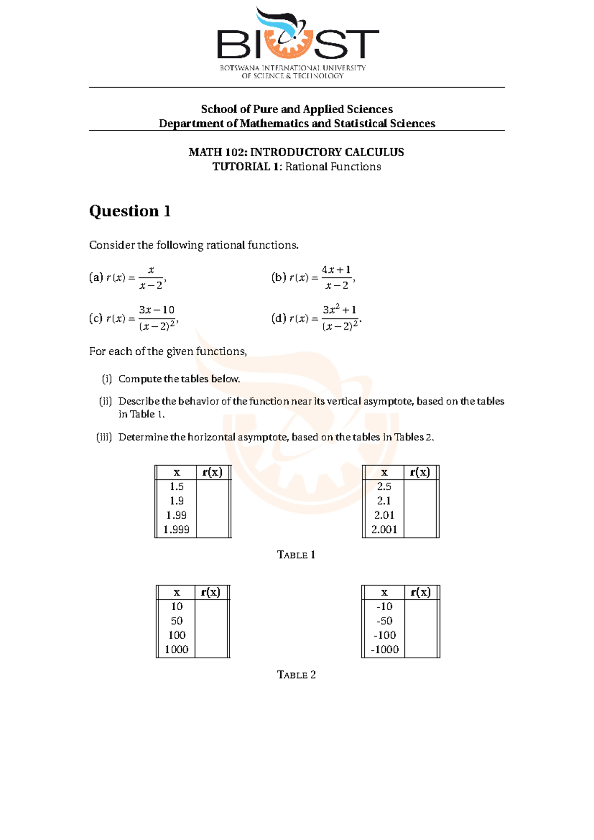 MATH 102 Tutorial 1: Exploring Rational Functions and Their Asymptotes ...