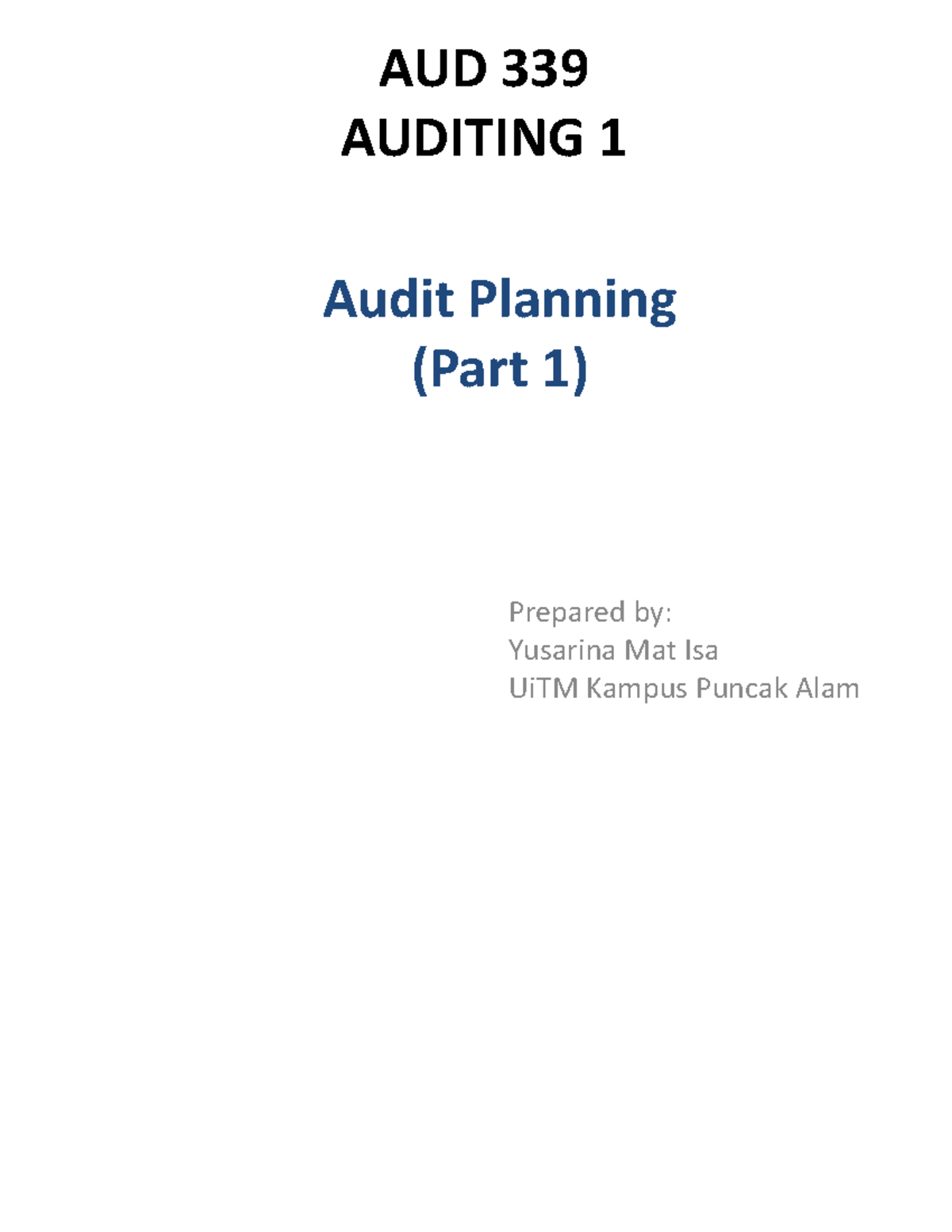 Audit Planning Overview: Steps and Management Assertions (AUD 339 ...