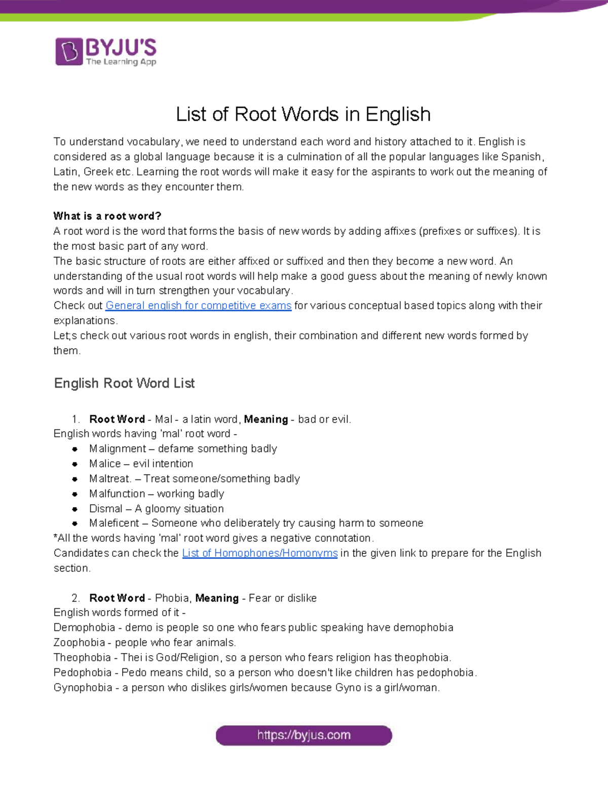 List of English Root Words and Their Meanings for Study - Studocu