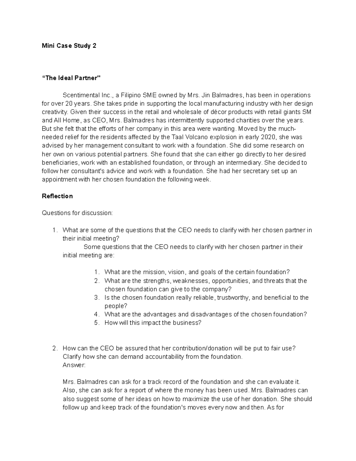 Mini Case Study 2 - ddxfdg - Mini Case Study 2 “The Ideal Partner ...