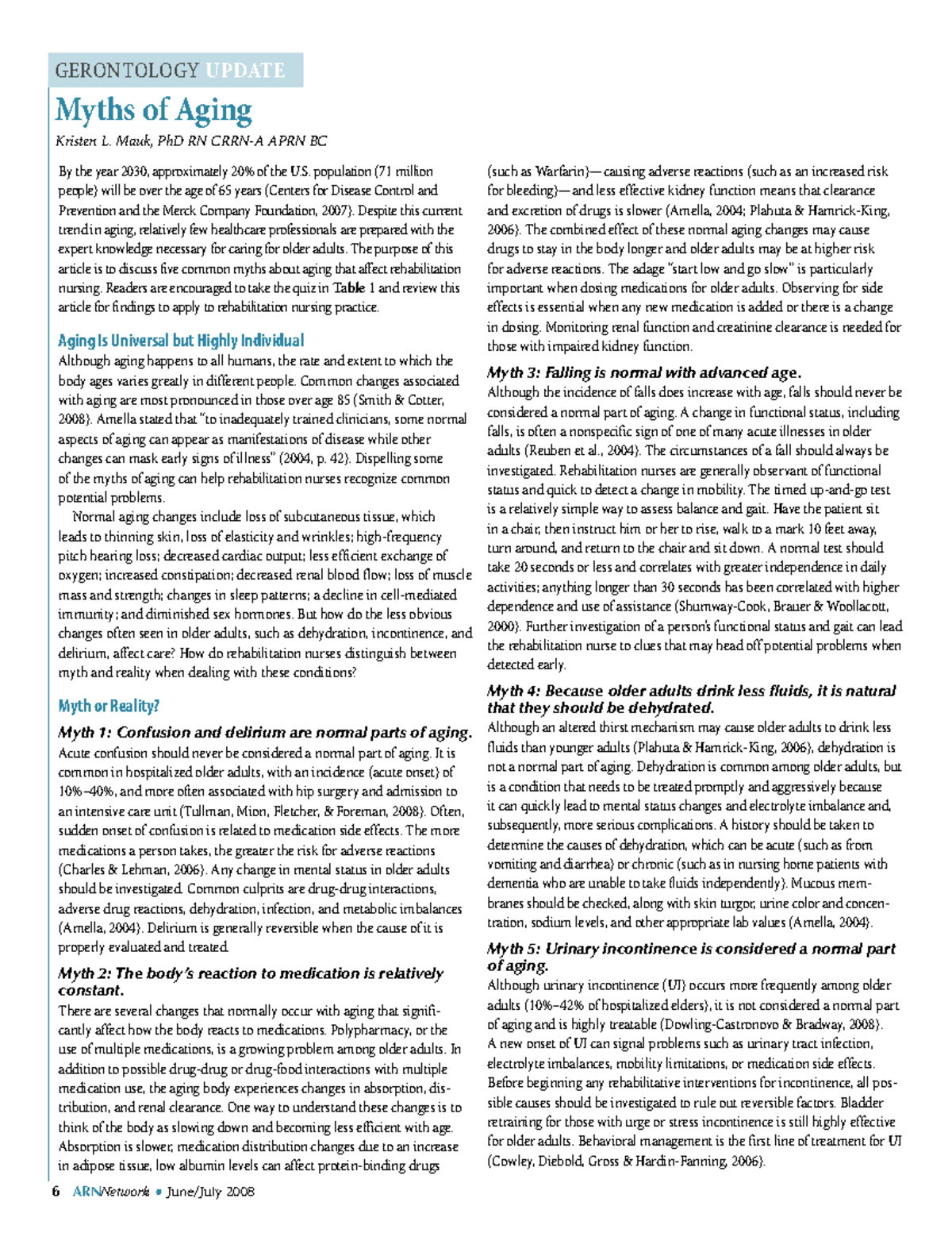 GER 2030: Myths of Aging in Rehabilitation Nursing - Studocu