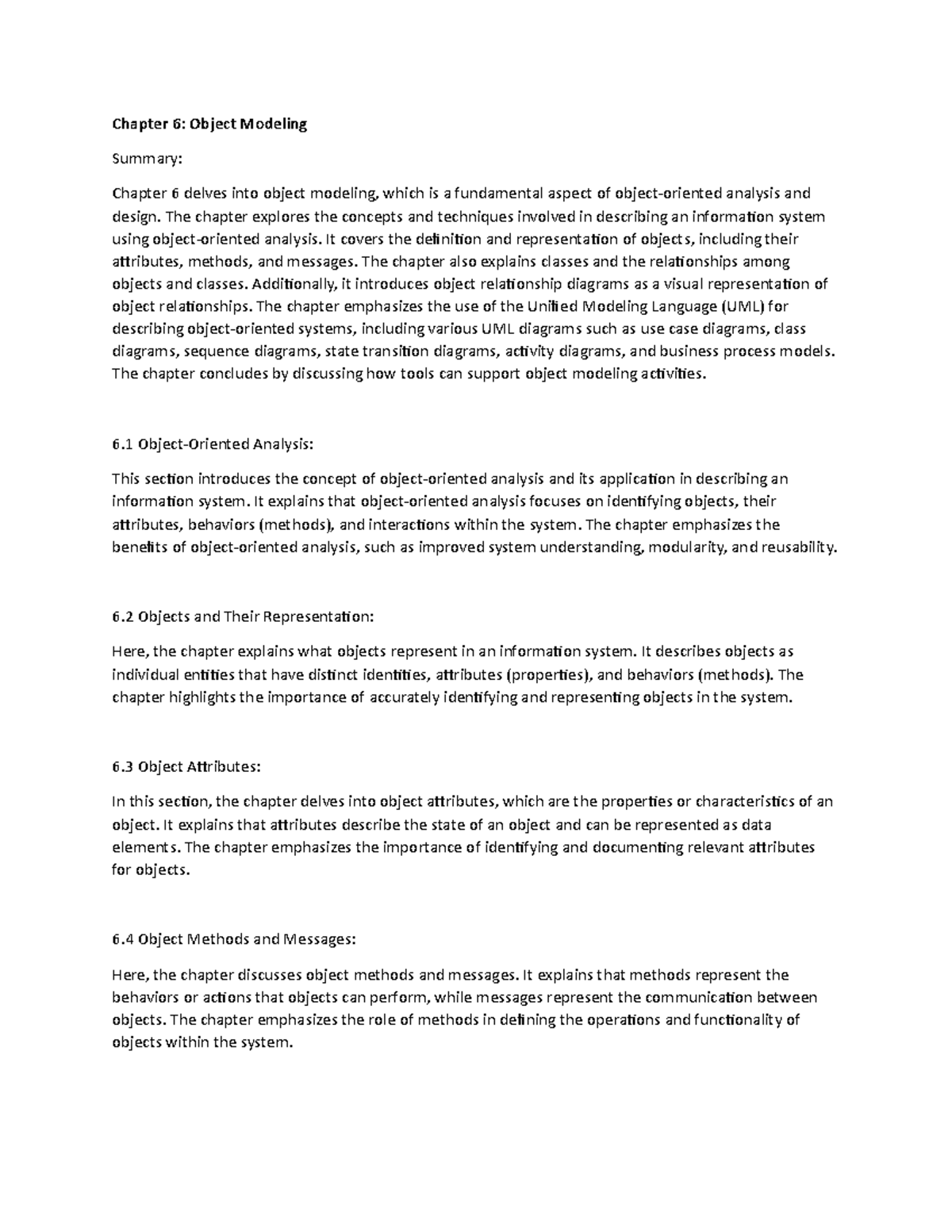 Chapter 6: Comprehensive Overview of Object Modeling in UML - Studocu