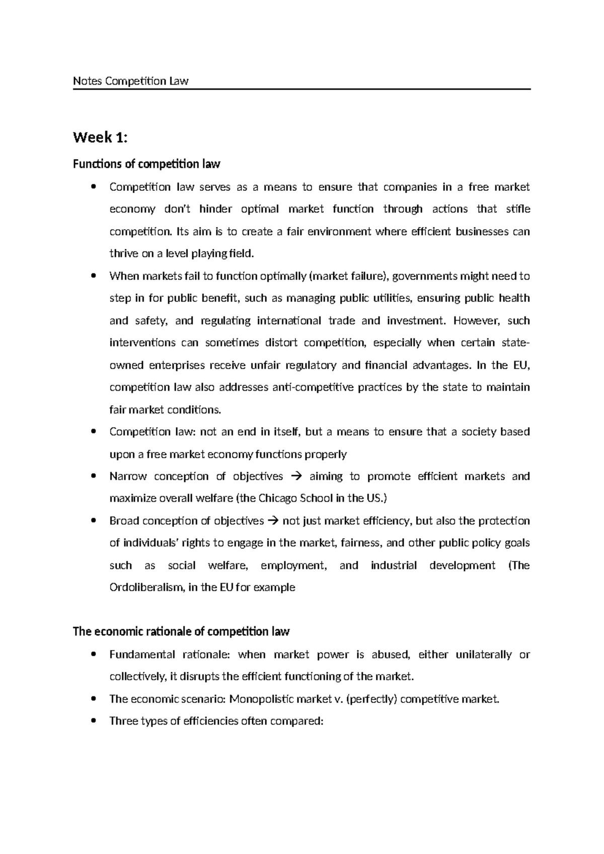 Competition Law Notes (Course Code: LAW300) - Key Concepts & Articles ...
