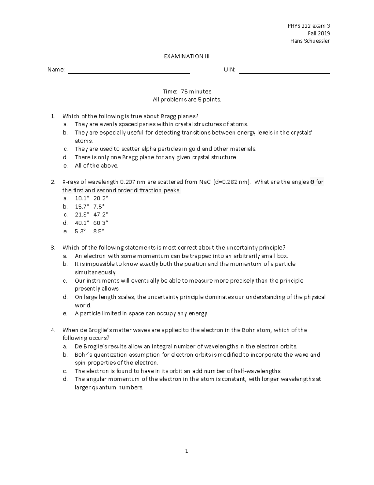 Phys 222 Exam 3 Study Guide Fall 2019 - Studocu