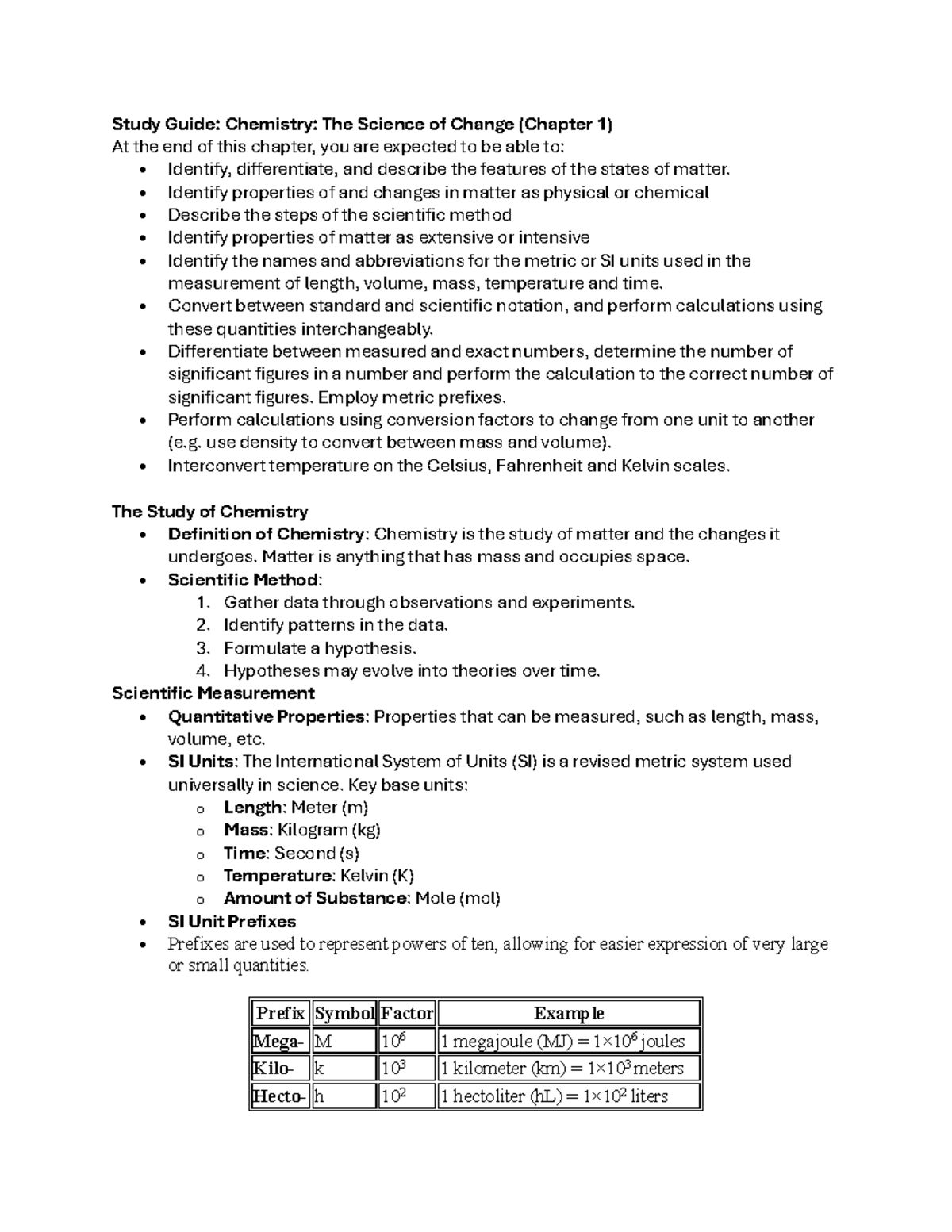 Chemistry Study Guide: Key Concepts from Chapter 1 (Module 1) - Studocu