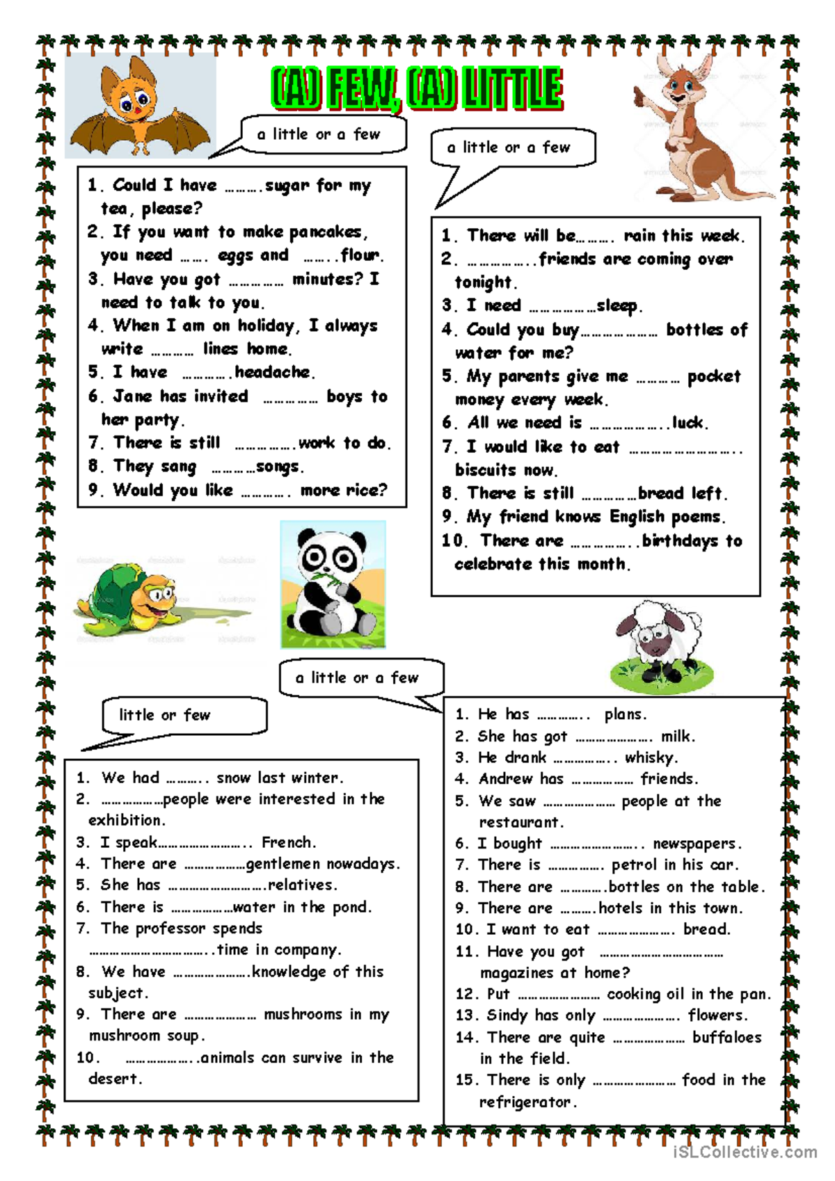 A Few vs. A Little: Practice Materials for ESL Students - Studocu