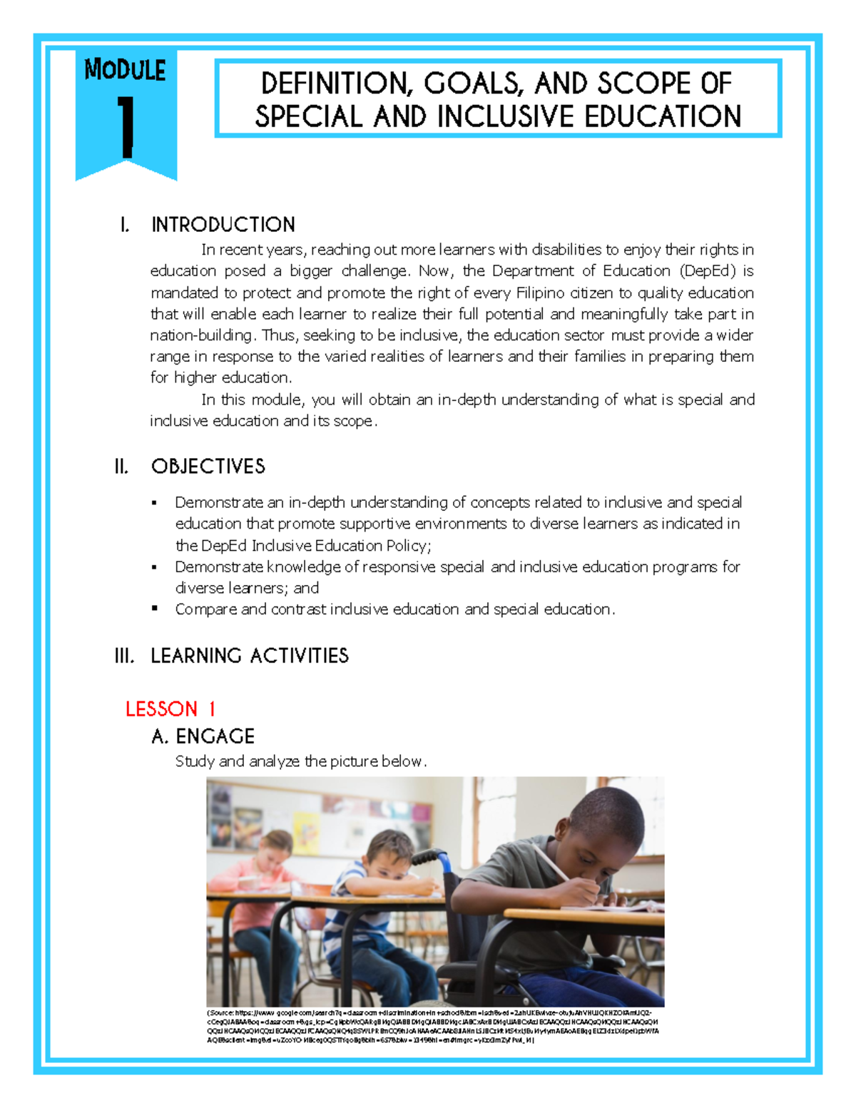 PROF - Foundations of Special and Inclusive Education Module Overview ...