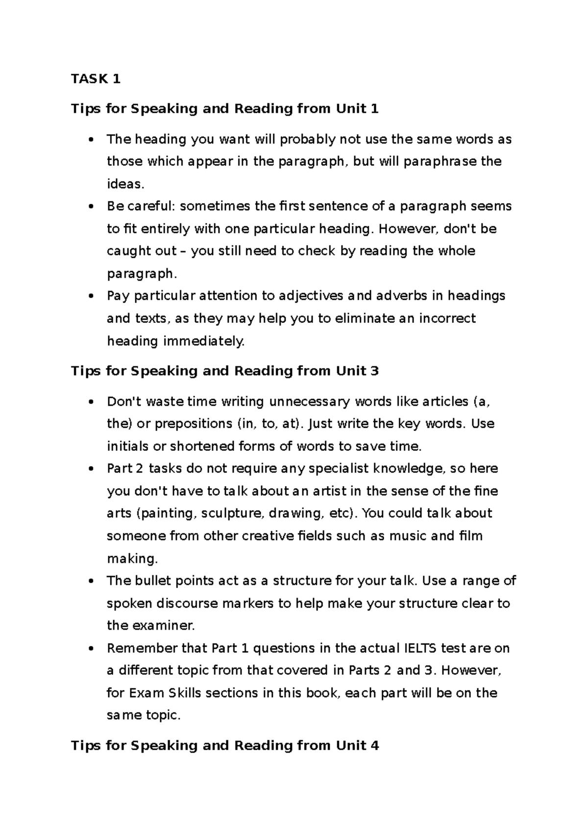 Assignment 3 - Reading Tips for Health, Art, & History Units - Studocu