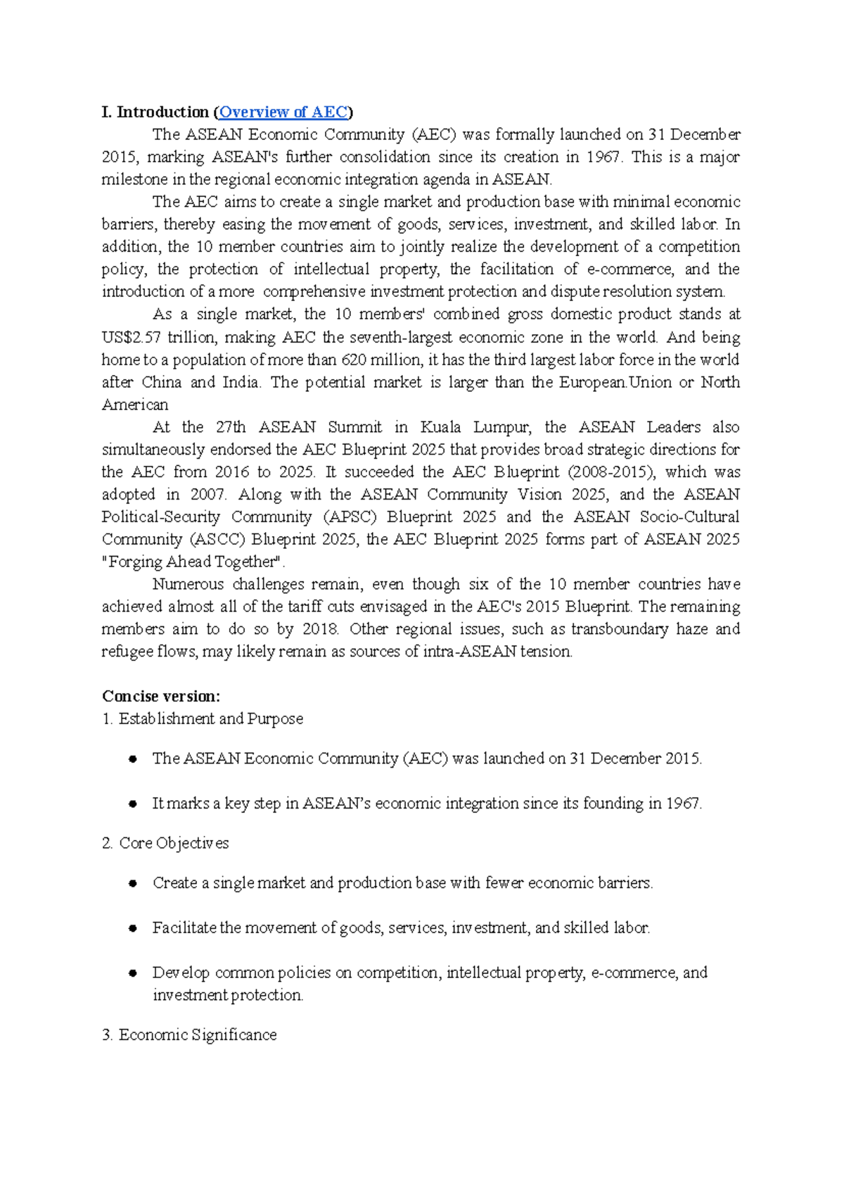 AEC Overview and Objectives: Midterm Study Notes - Studocu