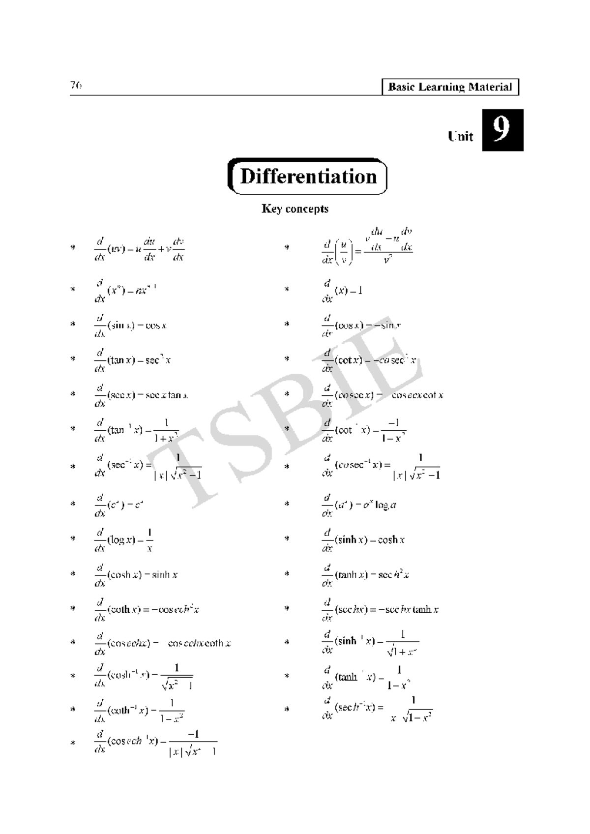 BLM - Differentiation: Key Concepts & Short Answer Questions - Studocu