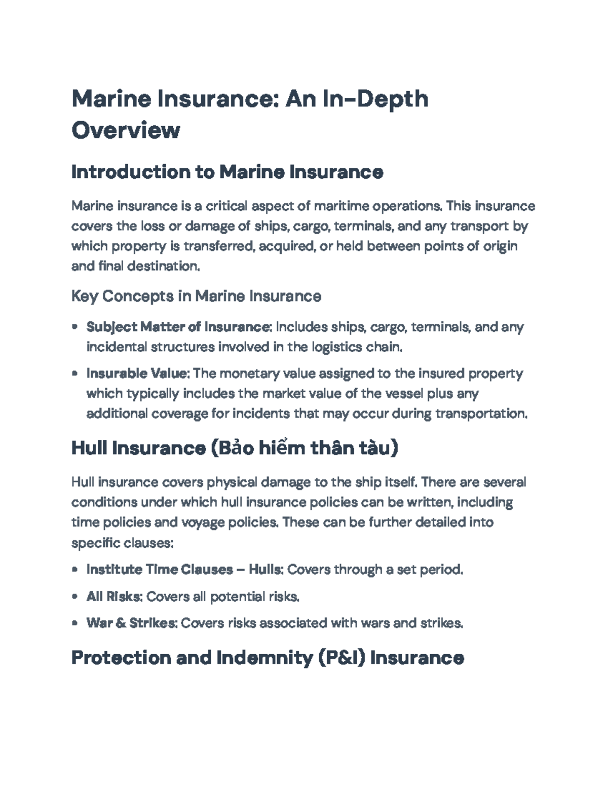 Marine Insurance Overview: Key Concepts, Trends, and Legal Aspects ...