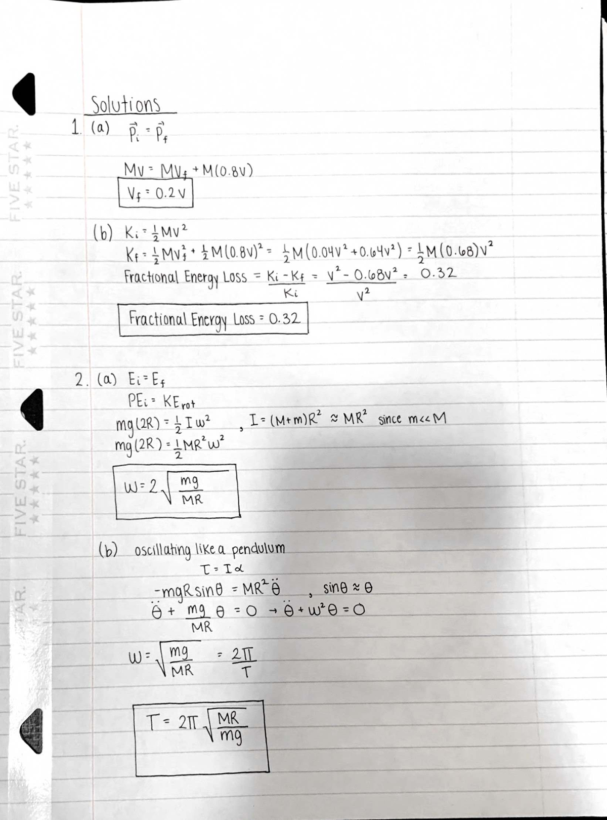 Final Exam Solutions PHYS101 - Studocu