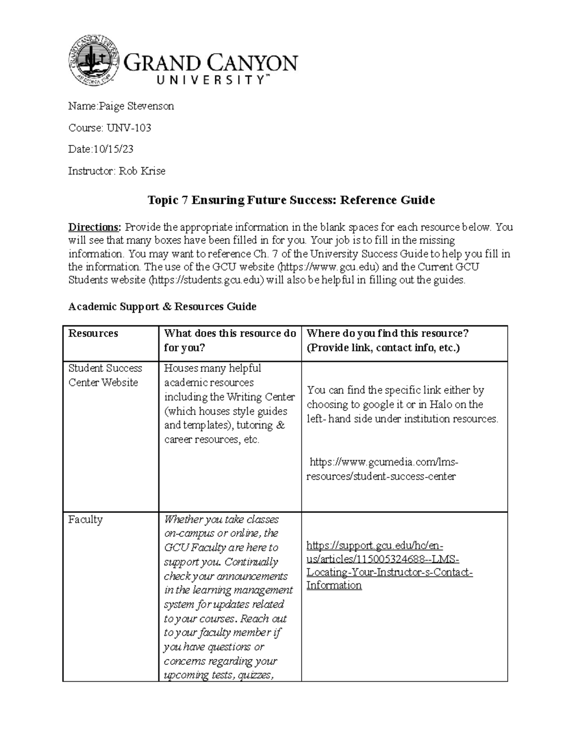 Unv 103 T7 Reference Guide For Ensuring Future Success Studocu