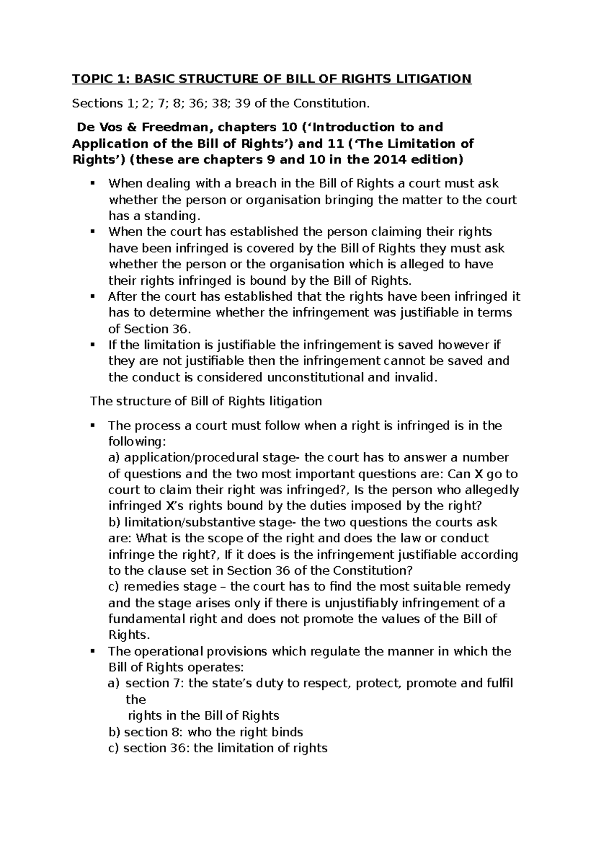 Constitutional Law: Bill of Rights Litigation Overview (BOR) - Studocu
