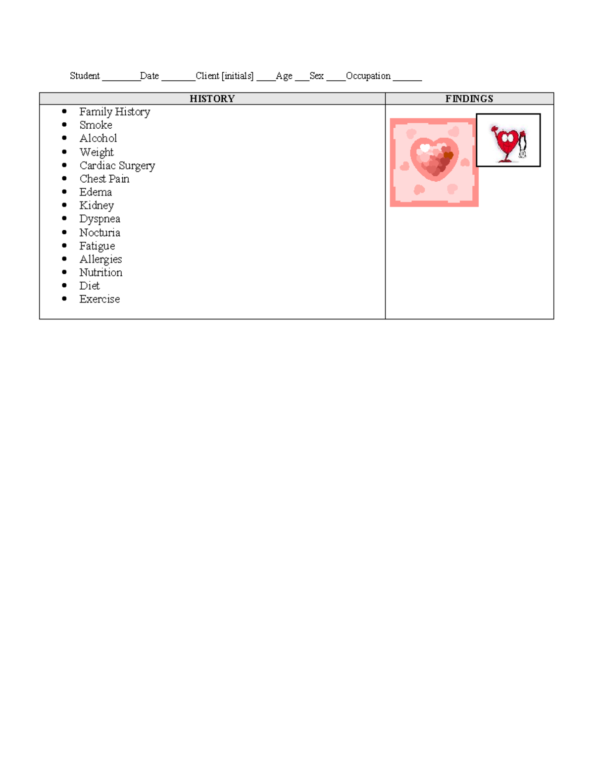 Peripheral Vascular System Checklist: Family History & Findings - Studocu