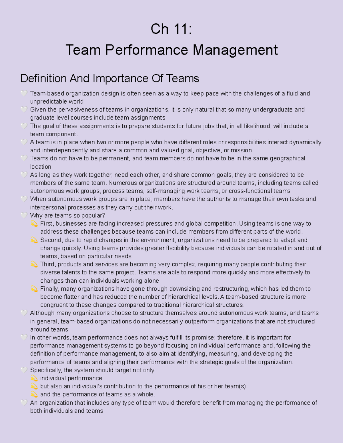 Ch 11: Effective Team Performance Management Strategies and Challenges ...