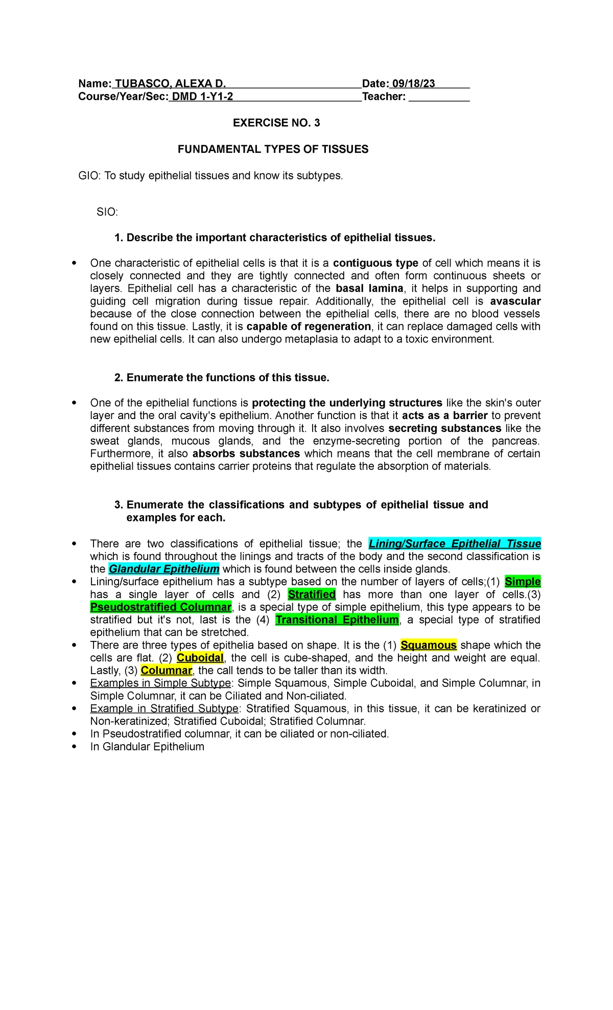 LAB Exercise 15: Lymphatic Immune System Analysis & Functions - Studocu