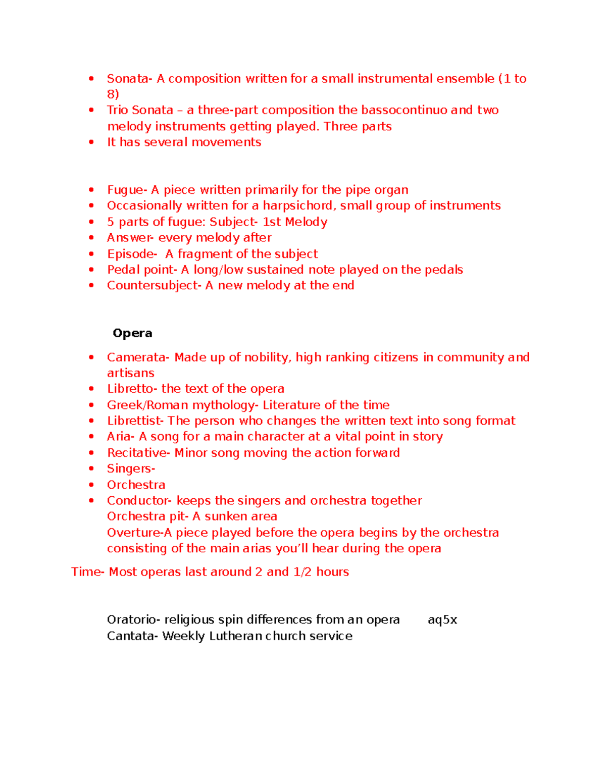 Music Study Notes: Trio Sonata & Opera Elements (AQ5X) - Studocu