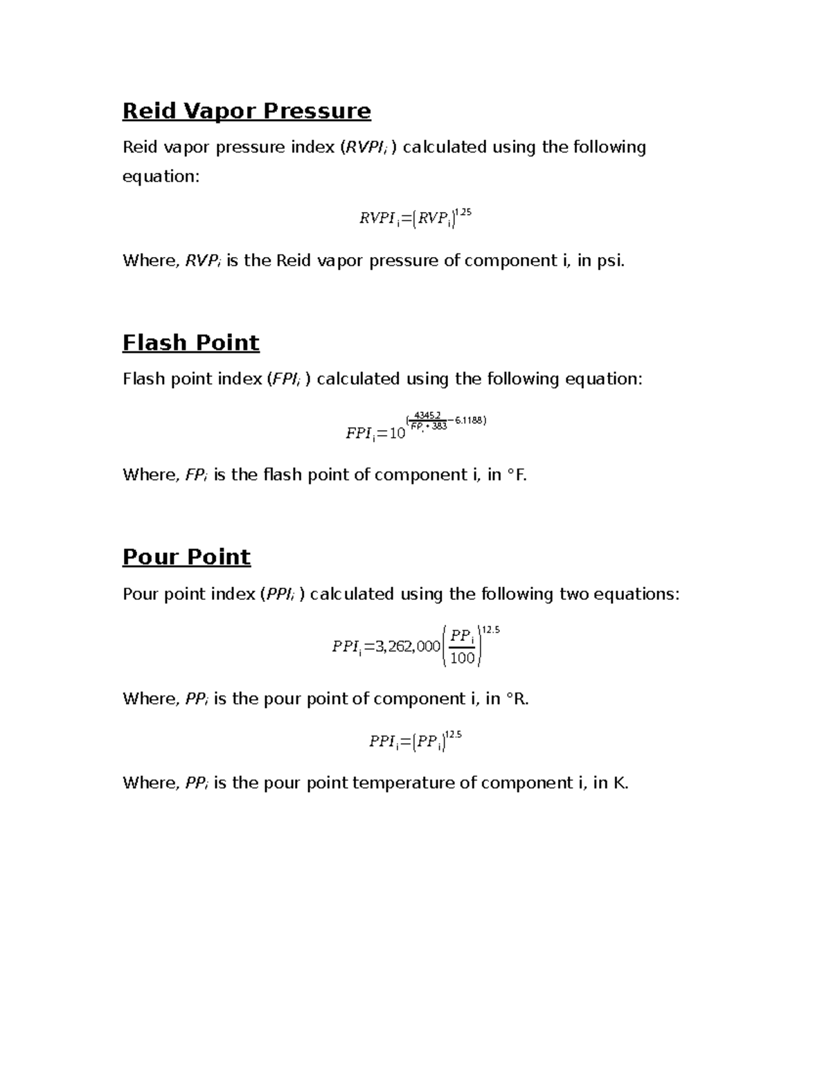 Reid Vapor Pressure and Properties Estimation Notes - Studocu