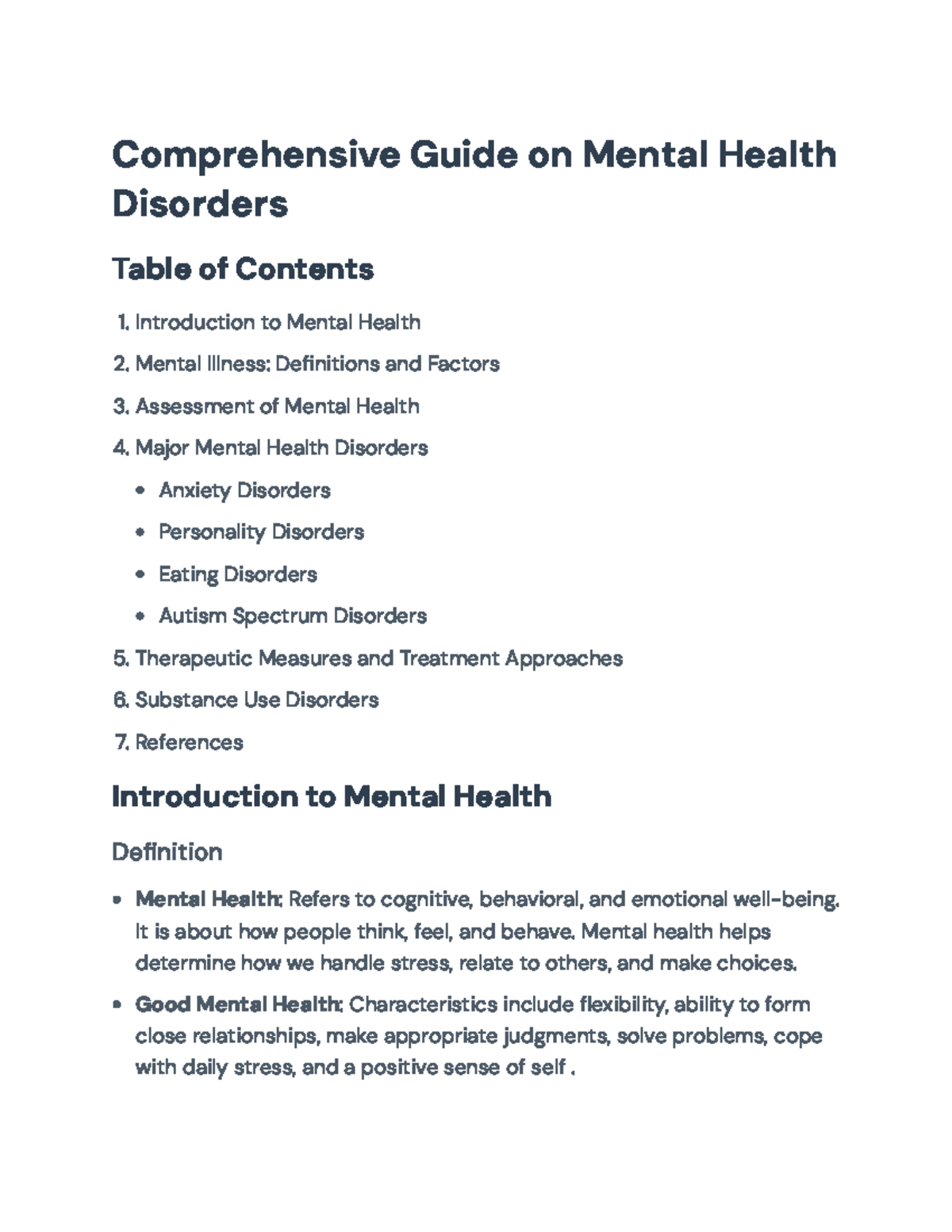 Comprehensive Overview of Mental Health Disorders and Treatments ...