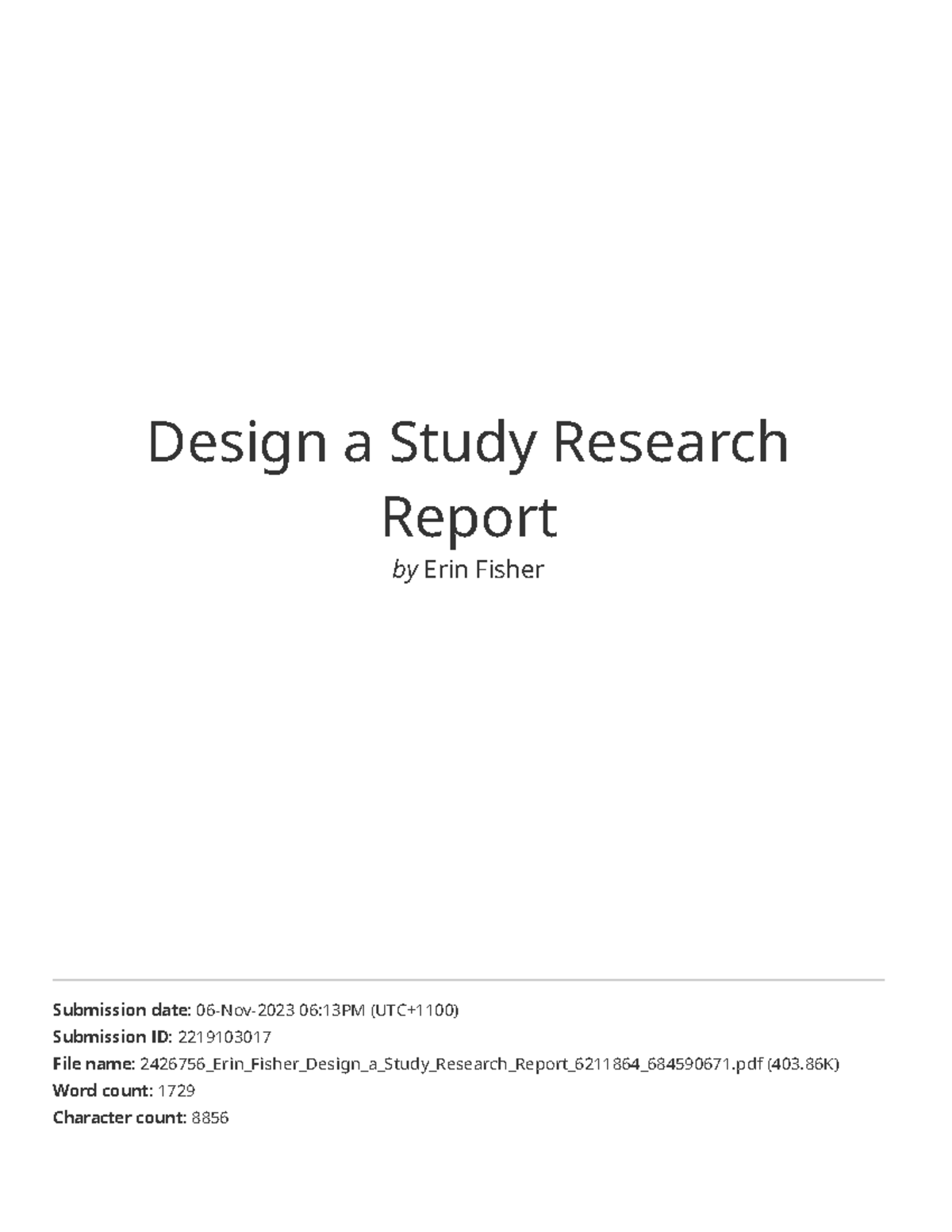 Research Design Report - Study Insights & Findings - Studocu