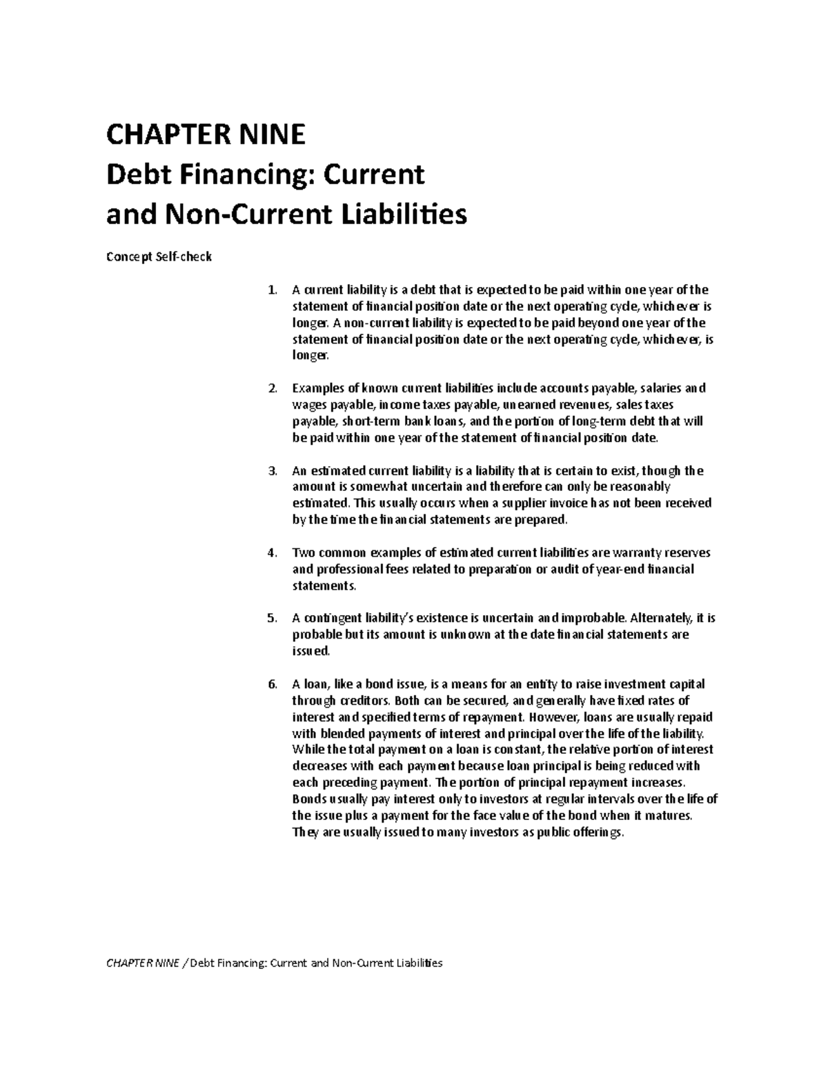 Chapter 9 Solution ACCT221 - CHAPTER NINE Debt Financing: Current and ...