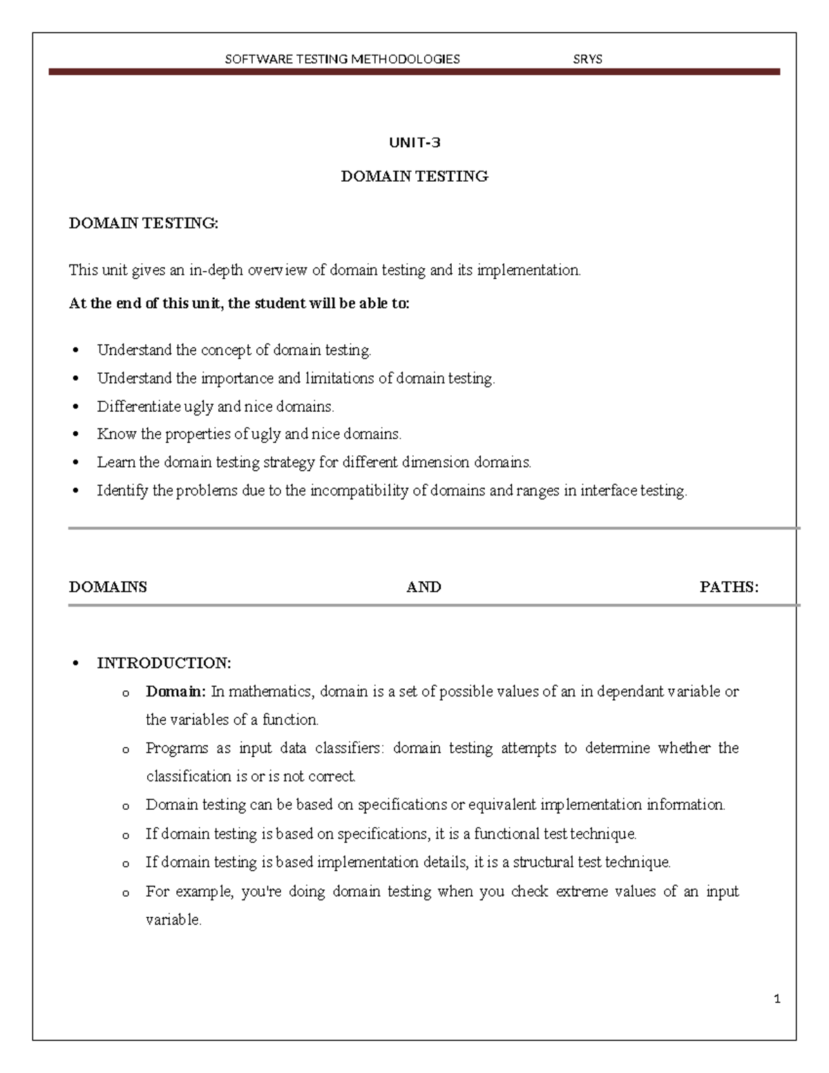 Domain Testing Methodologies: Overview and Strategies (STM-3) - Studocu