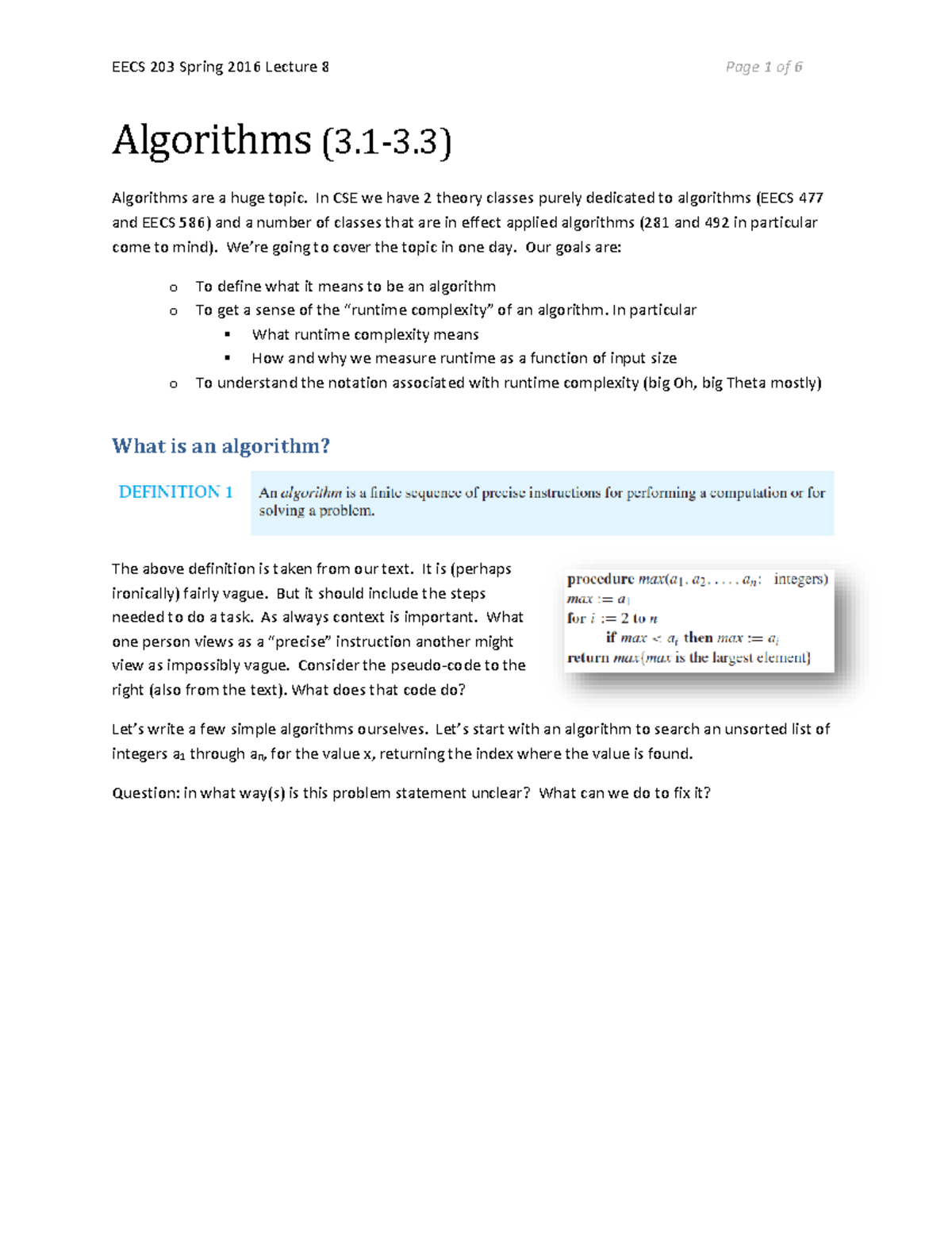 CSE Algorithms Overview: Understanding Growth Functions & Complexity ...