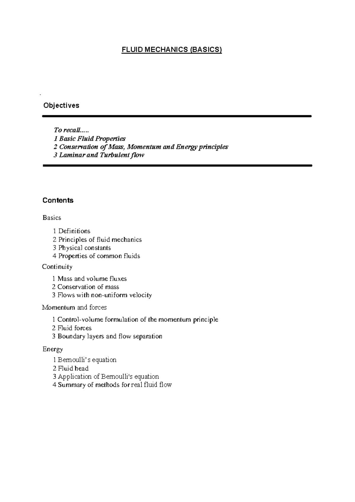 Fluid Mechanics Basics (FLUID101) - Comprehensive Notes - Studocu