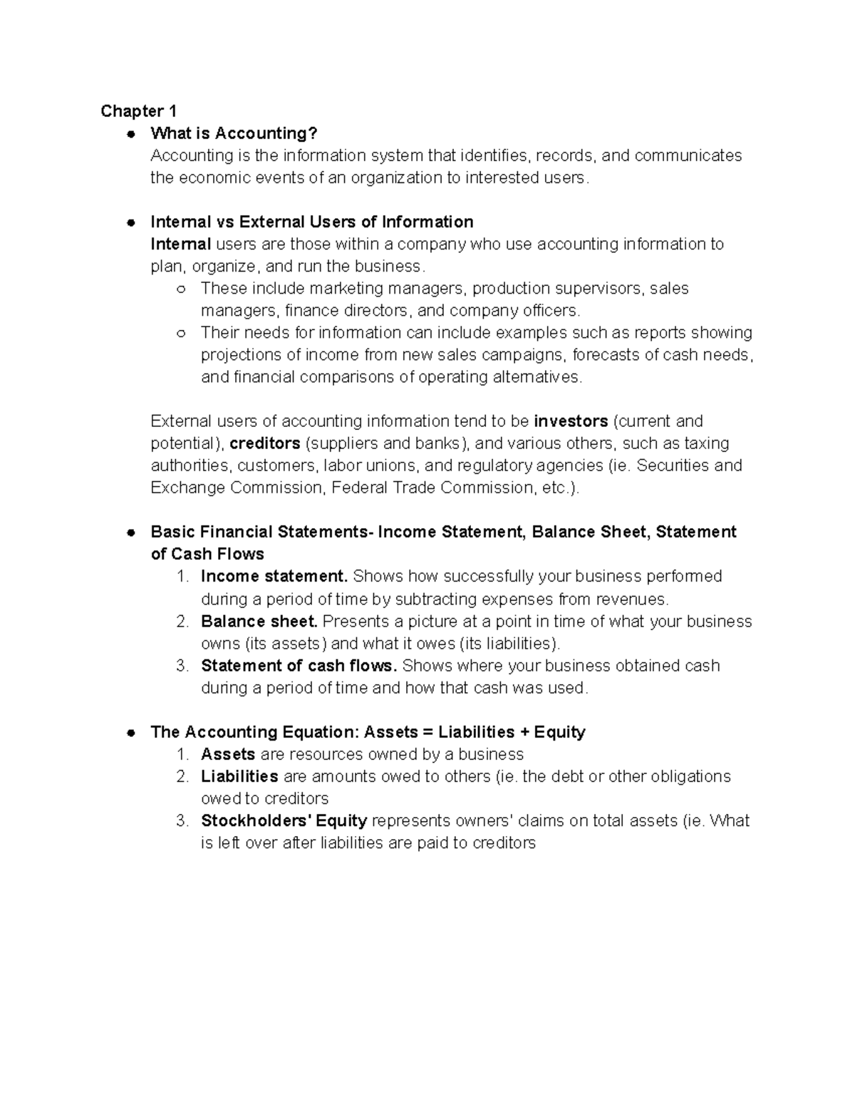 Accounting Principles and Practices - Ch. 1 Overview of Accounting ...