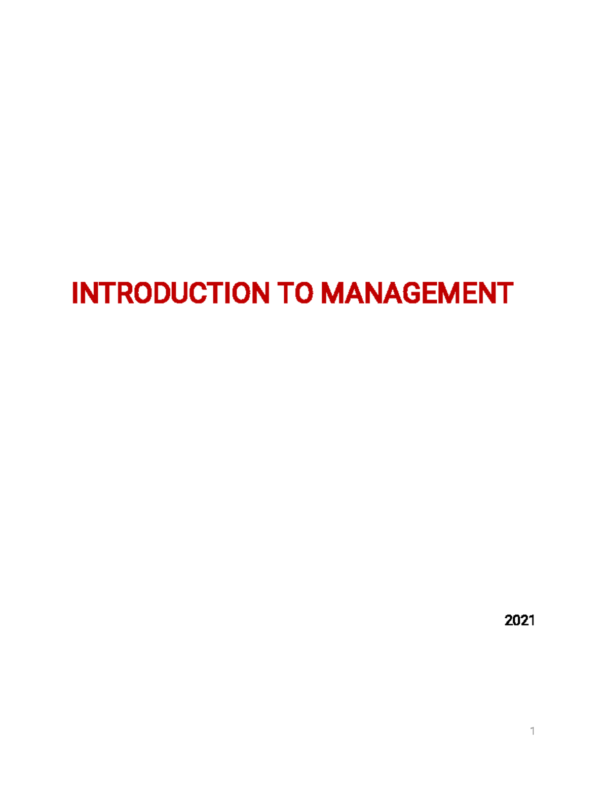 Introduction to Management 2021: Chapter 1 Overview - Studocu