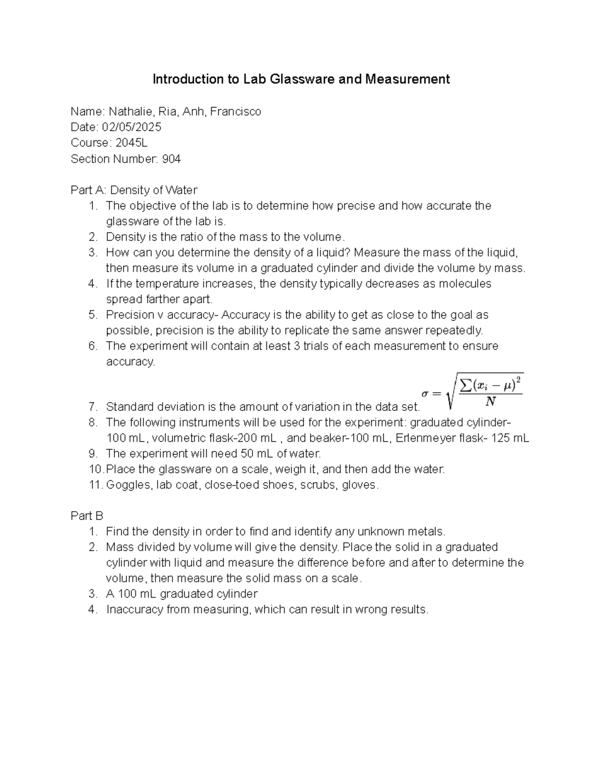 Pre Lab - Regarding pre-lab of module 1 for general chemistry section ...