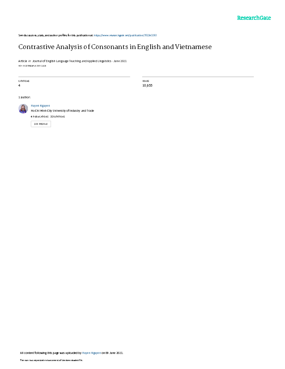 Contrastive Analysis of English and Vietnamese Consonants: JELTAL 3(6 ...