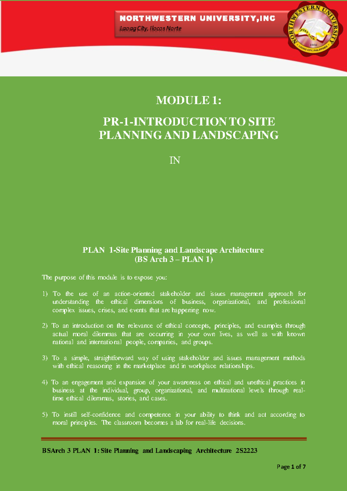PLAN+1 +SPLA+2S2223+ PR+ 1 - BSArch 3 PLAN 1: Site Planning and ...