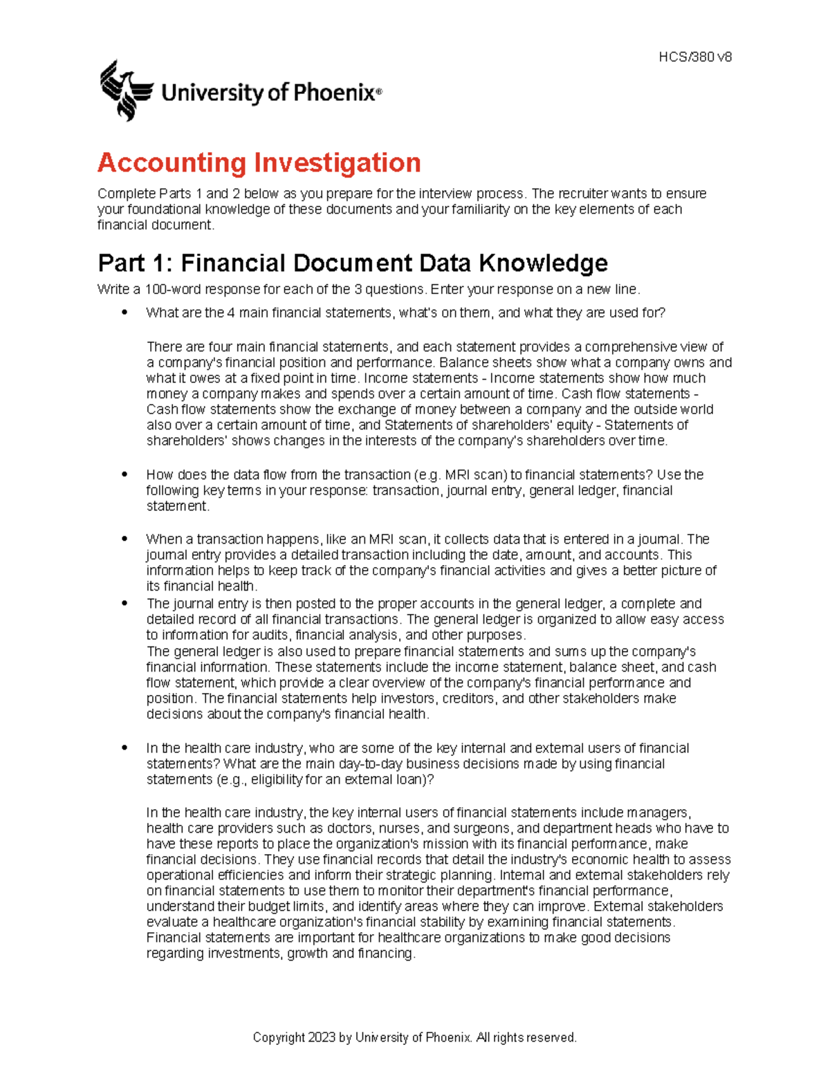 Accounting Investigation v8: Financial Statements & Key Elements ...